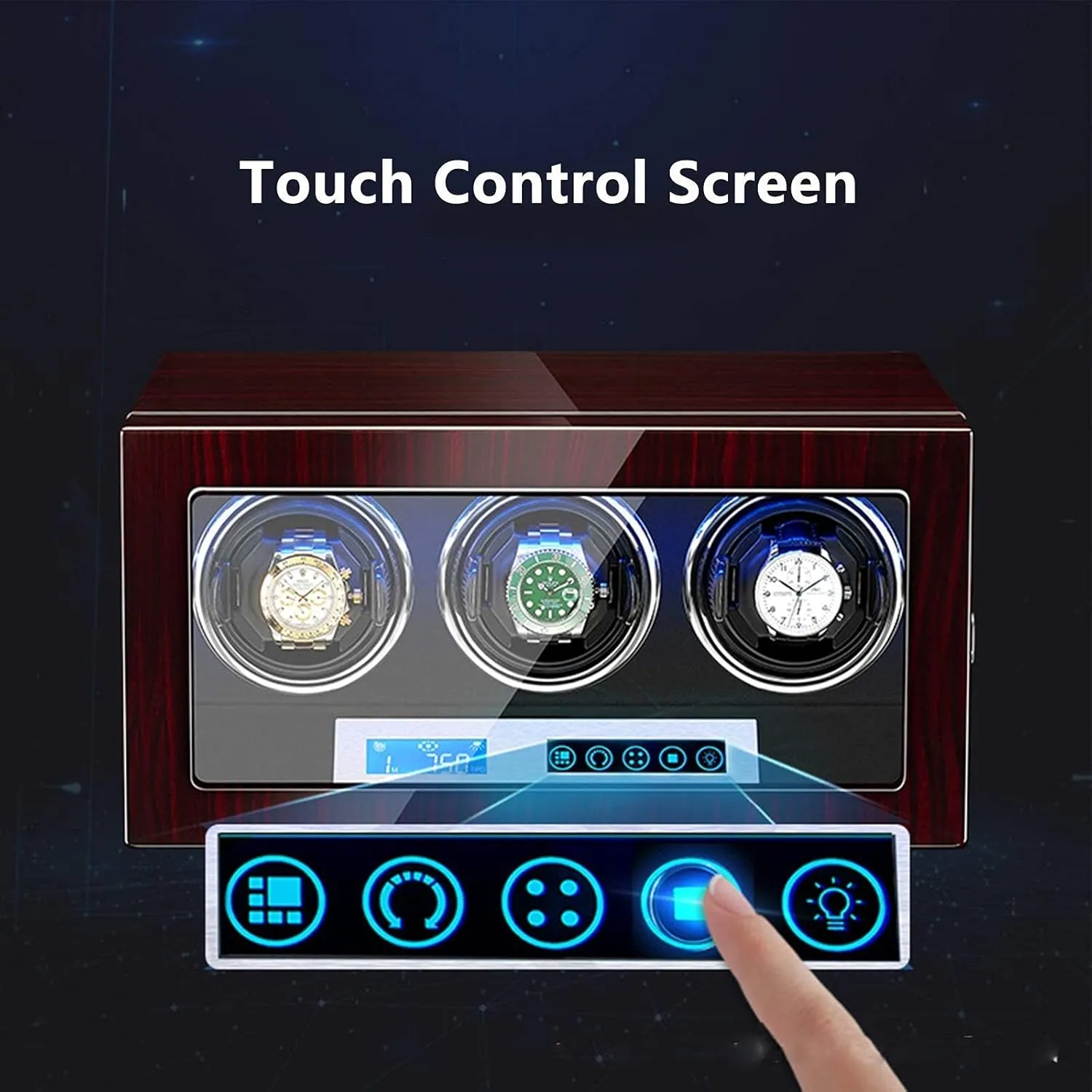 Automatic Watch Winder 3 Watch Winder Box Piano Finish LCD Touch Display Sn Adjustable Watch Pillows Led Illumination Creativity B Watch Winder Display Watch Box
