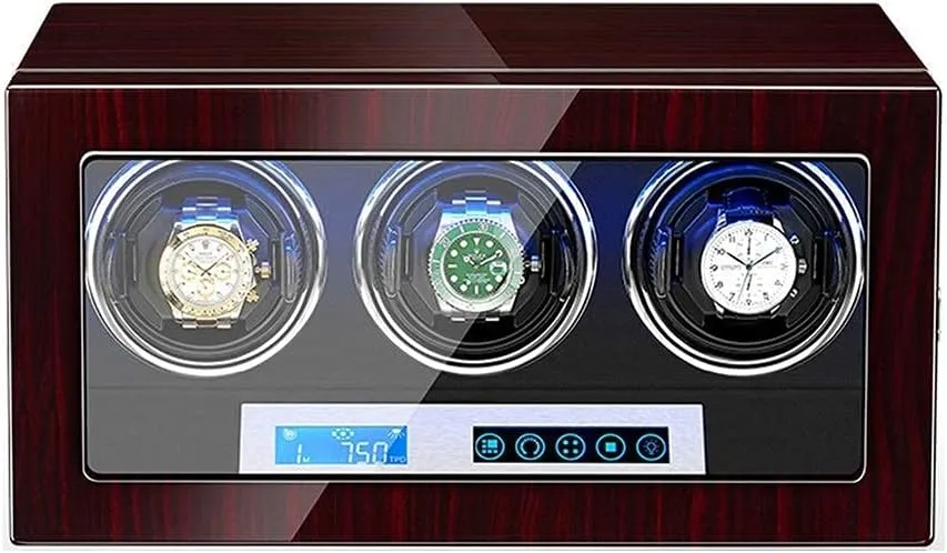 Automatic Watch Winder 3 Watch Winder Box Piano Finish LCD Touch Display Sn Adjustable Watch Pillows Led Illumination Creativity B Watch Winder Display Watch Box
