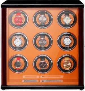 Automatic Watch Winder Solid Wood Piano Paint Exterior Touch Screen Display Silent Motor for Man Wonen Watches Flexible Watch Pillow,18 0