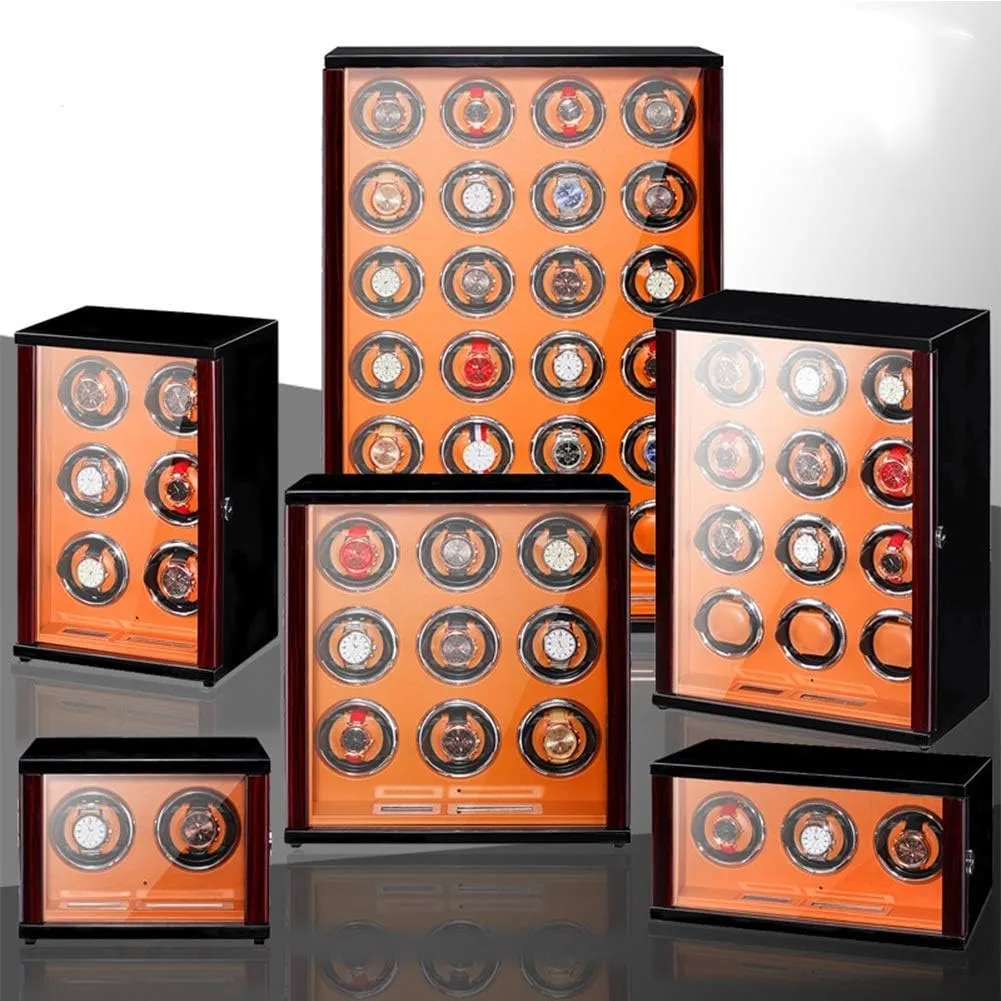 Automatic Watch Winder Solid Wood Piano Paint Exterior Touch Screen Display Silent Motor for Man Wonen Watches Flexible Watch Pillow,18 0