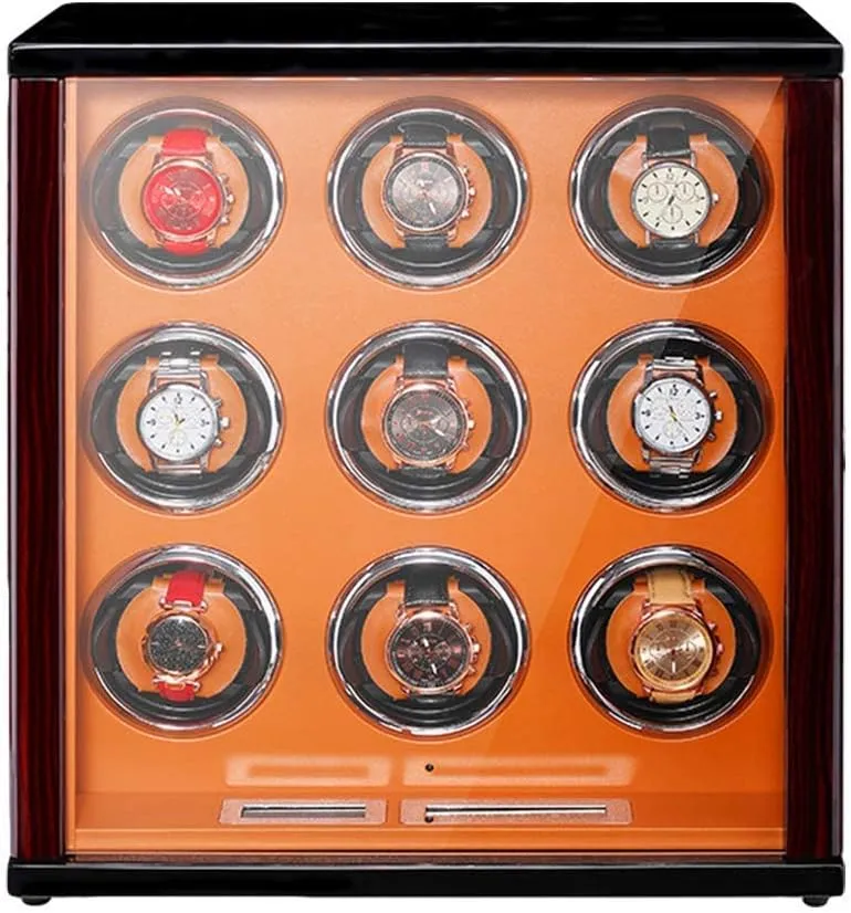 Automatic Watch Winder Solid Wood Piano Paint Exterior Touch Screen Display Silent Motor for Man Wonen Watches Flexible Watch Pillow,18 0