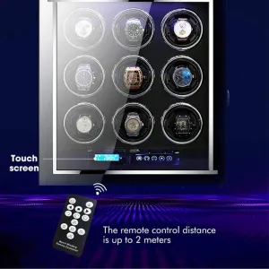 Automatic Watch Winder with Remote Control Watch Display Box LCD Touch Screen Flexible Watch Pillows Built-in LED Light ()