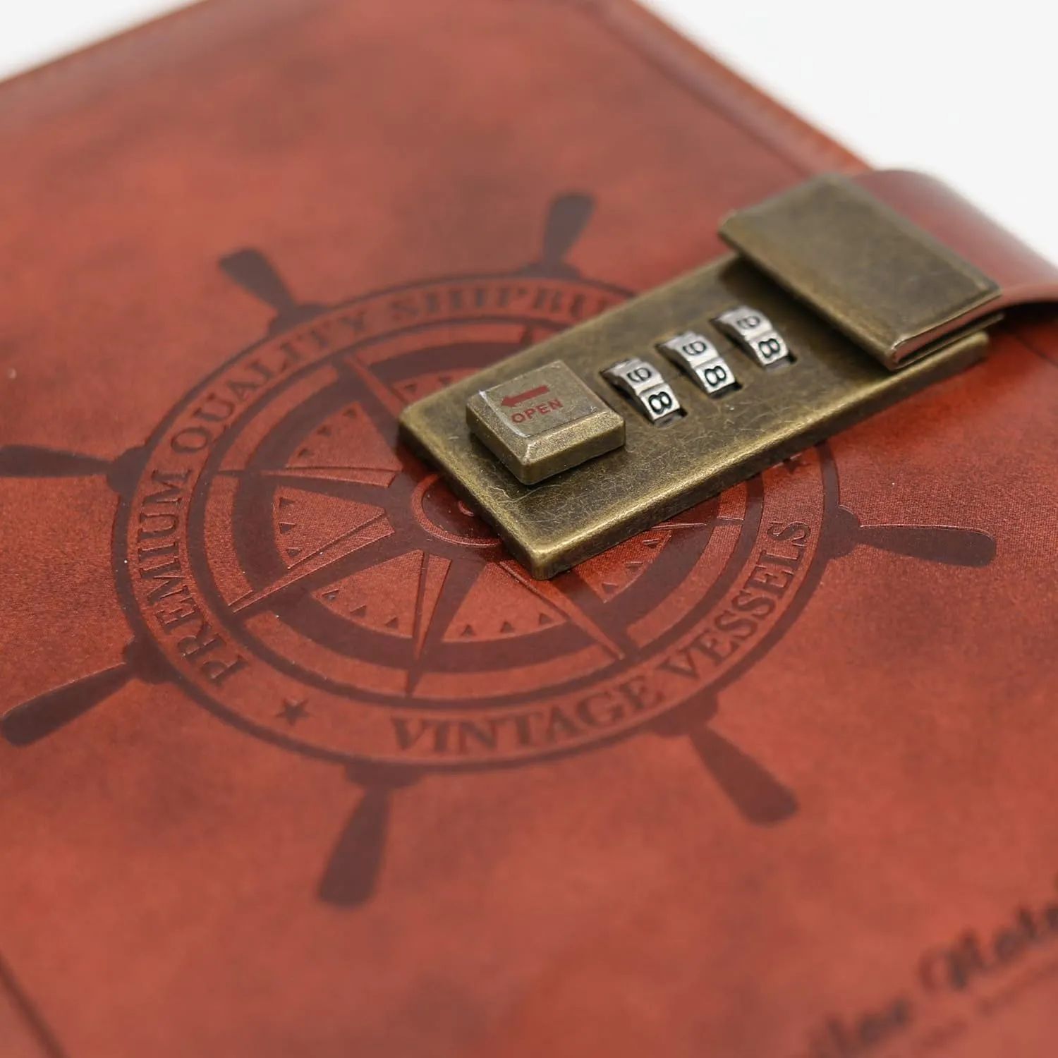 B6 Leather Journal Notebook with Combination Lock, Travel Sailor Writing Diary Personal Planner Organizers As Gift for Girls Boys Women, 7.87 X 5.51 in
