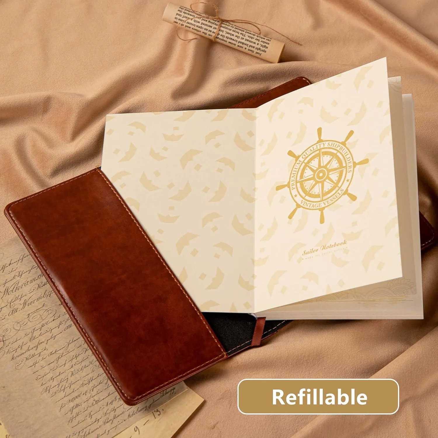 B6 Leather Journal Notebook with Combination Lock, Travel Sailor Writing Diary Personal Planner Organizers As Gift for Girls Boys Women, 7.87 X 5.51 in