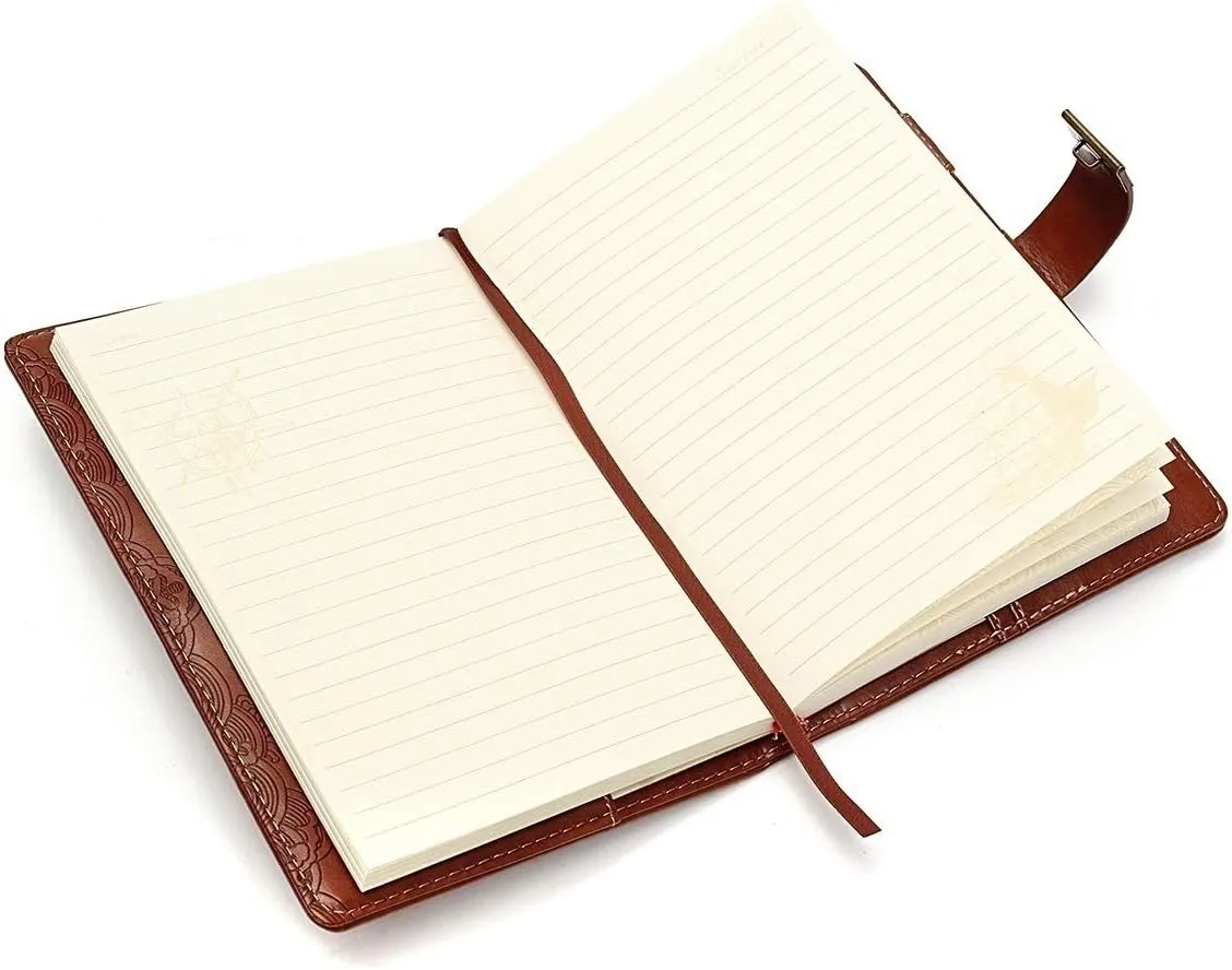 B6 Leather Journal Notebook with Combination Lock, Travel Sailor Writing Diary Personal Planner Organizers As Gift for Girls Boys Women, 7.87 X 5.51 in