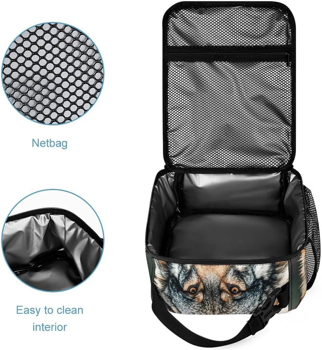 Backpack Lunch Bag Pencil Pouch Set, Wolves Print Lightweight & Durable 3-Piece Combo Ideal for Work, And Travel