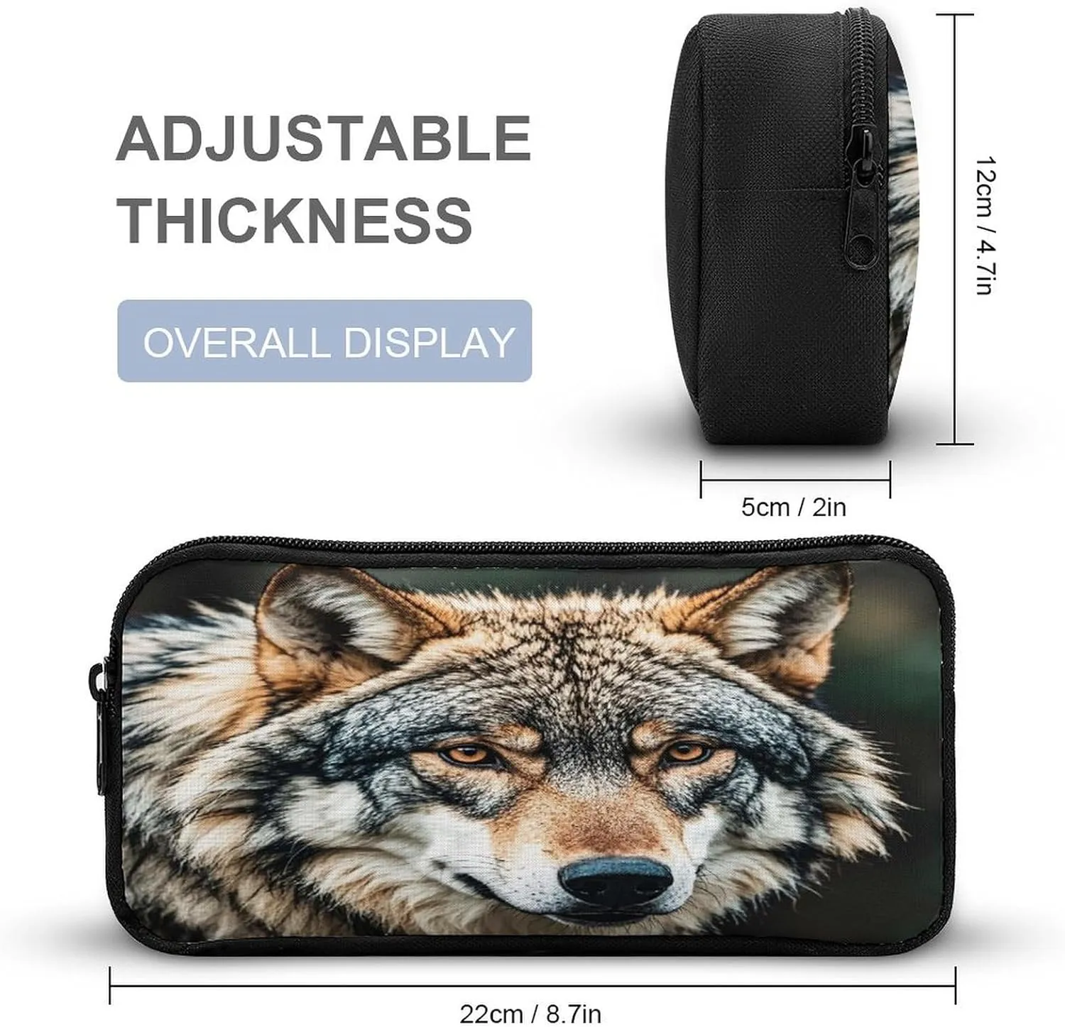 Backpack Lunch Bag Pencil Pouch Set, Wolves Print Lightweight & Durable 3-Piece Combo Ideal for Work, And Travel