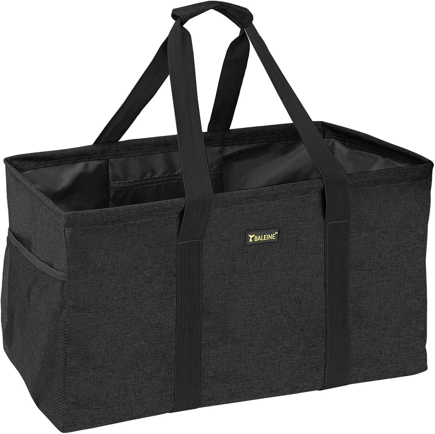BALEINE Extra Large Utility Tote Bag with Wire Frame for Storage (Black, 22''x12''x10'')