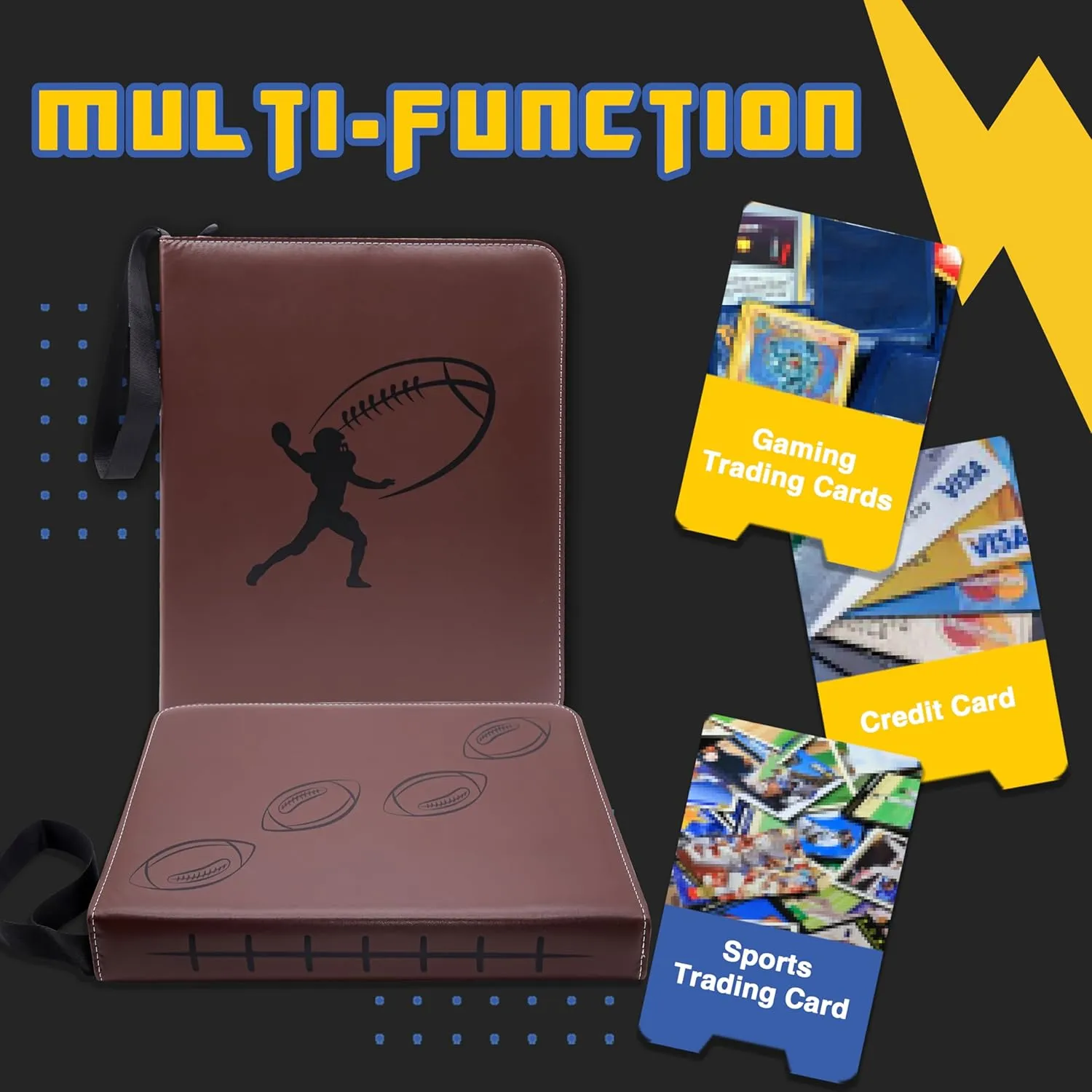 Baseball Card Binder, CLOVERCAT 9 Pocket Sports card binder, 720 Double Sided Pocket Zipper Album, Baseball cards Display Holder, Expandable, Compatible with Gaming Cards, Yugioh, MTG and Other TCG