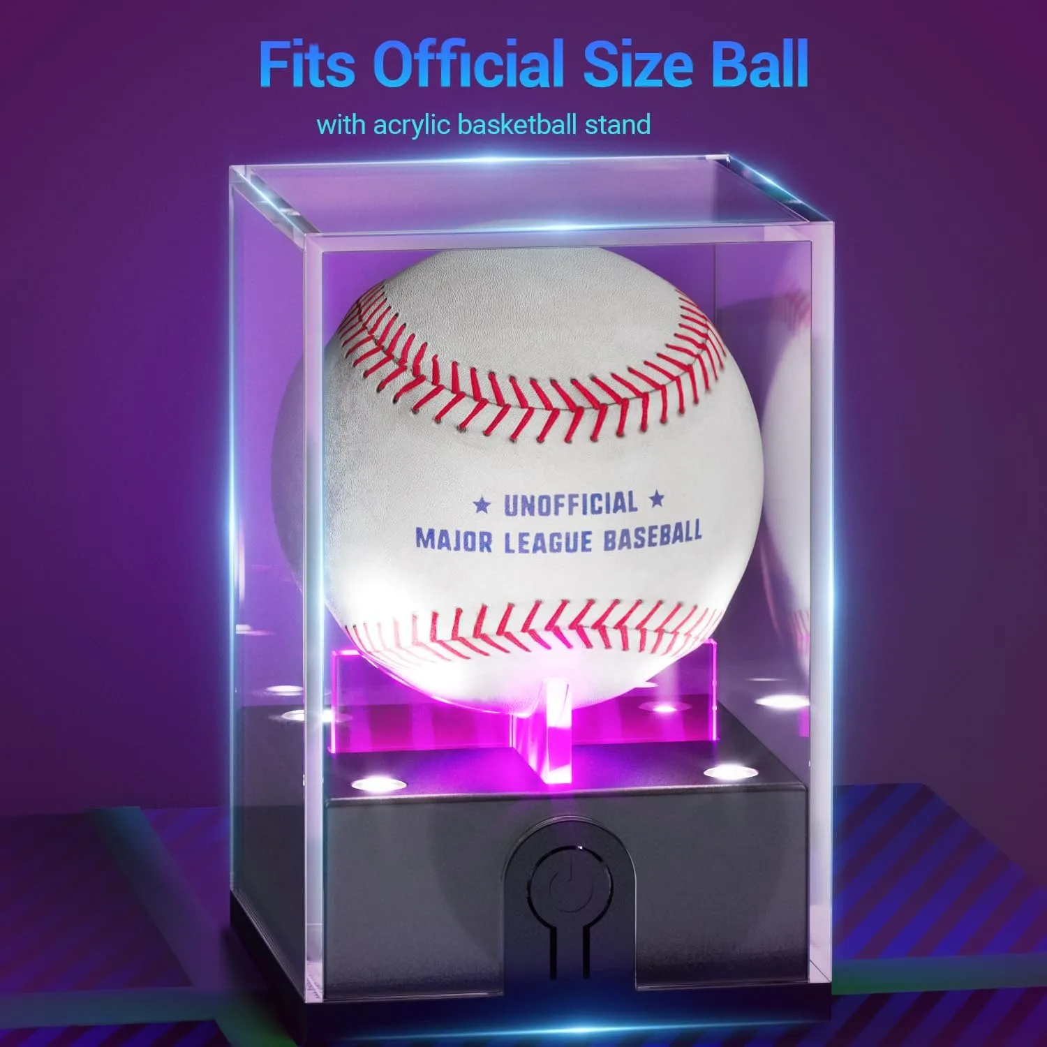 Baseball Display Case with Led Light, Light up Baseball Case for Display, Acrylic Baseball Holder Display Case, UV Protected Clear Baseball Stand Baseball Cube for Memorabilia Baseball Gifts