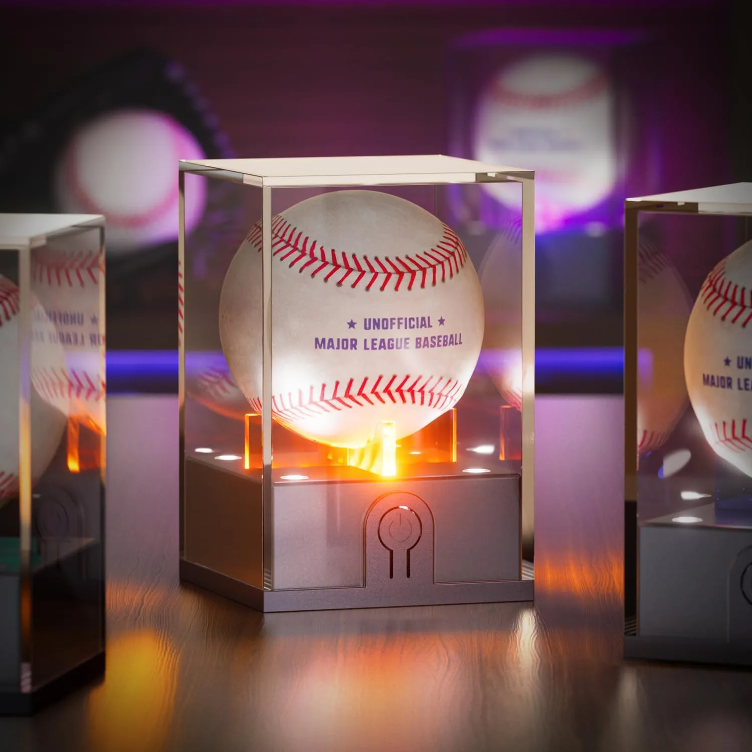 Baseball Display Case with Led Light, Light up Baseball Case for Display, Acrylic Baseball Holder Display Case, UV Protected Clear Baseball Stand Baseball Cube for Memorabilia Baseball Gifts