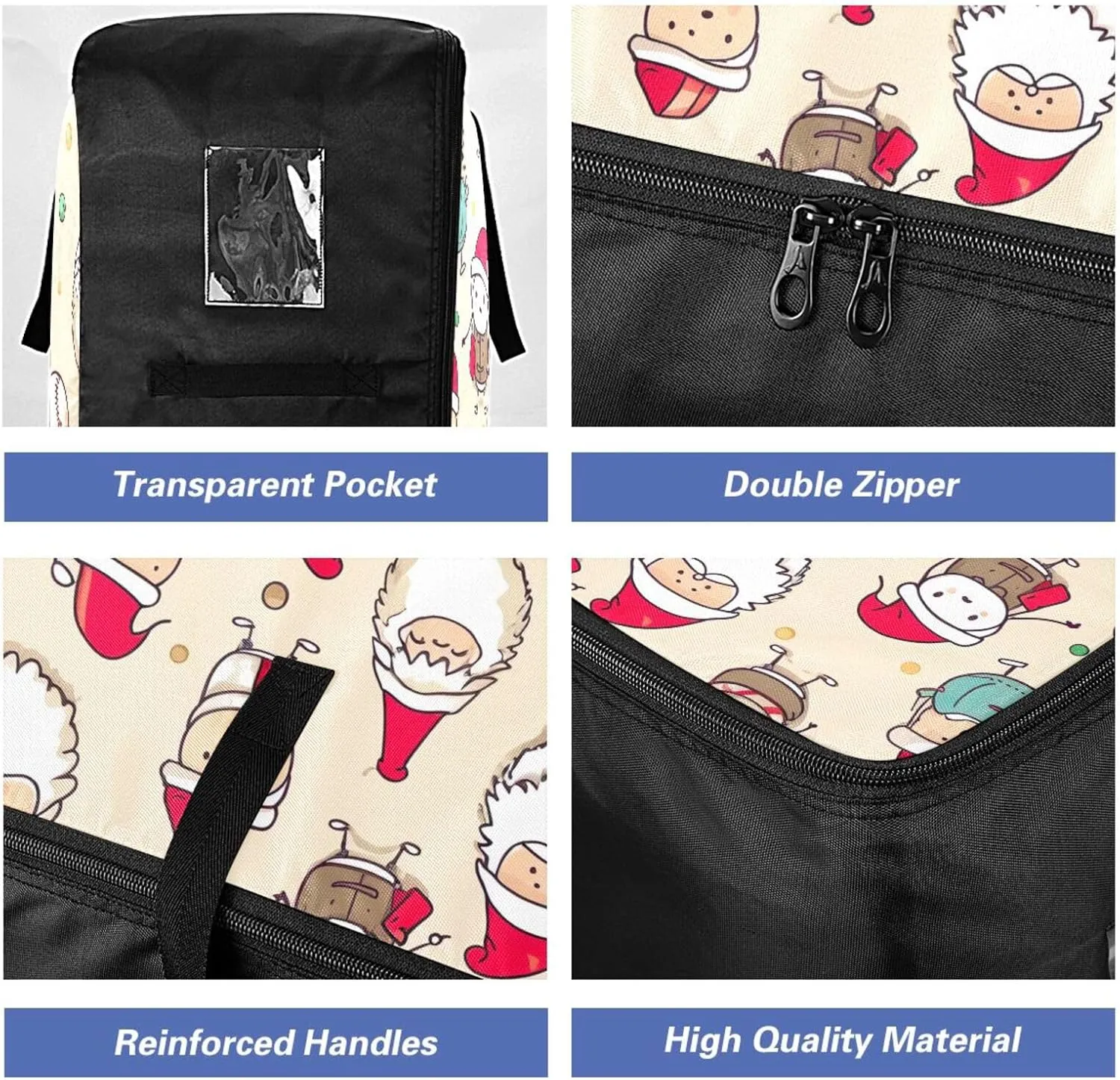 Baseball Santa Storage Bag, 27.5x19.7x11 in, Collapsible Moving Bags Collapsible Storage Totes for Storing, Camping, Packing and Moving Supplies