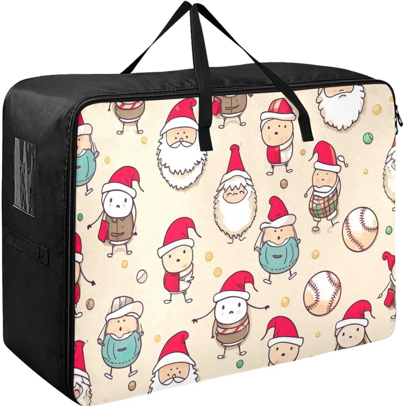 Baseball Santa Storage Bag, 27.5x19.7x11 in, Collapsible Moving Bags Collapsible Storage Totes for Storing, Camping, Packing and Moving Supplies