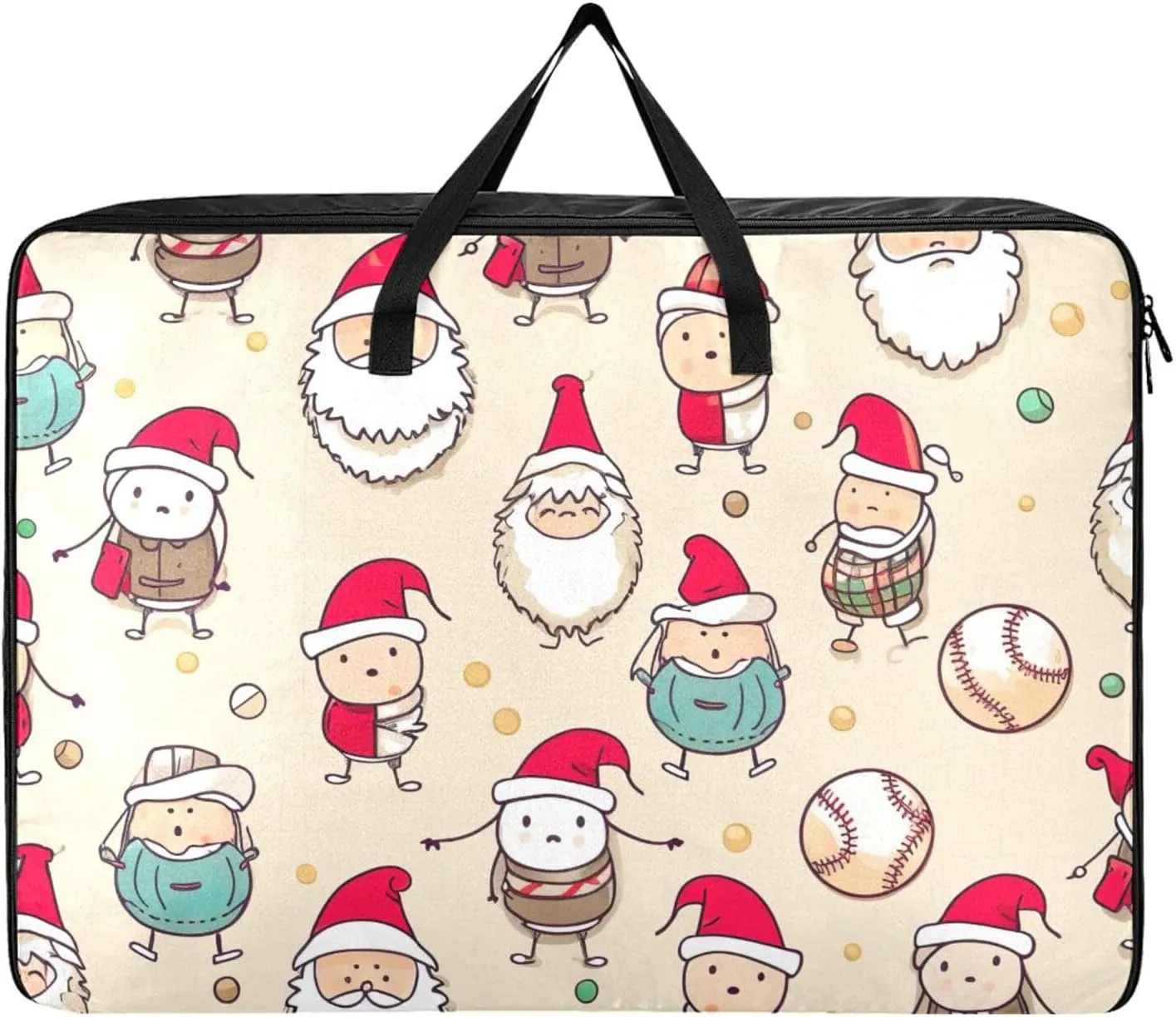 Baseball Santa Storage Bag, 27.5x19.7x11 in, Collapsible Moving Bags Collapsible Storage Totes for Storing, Camping, Packing and Moving Supplies