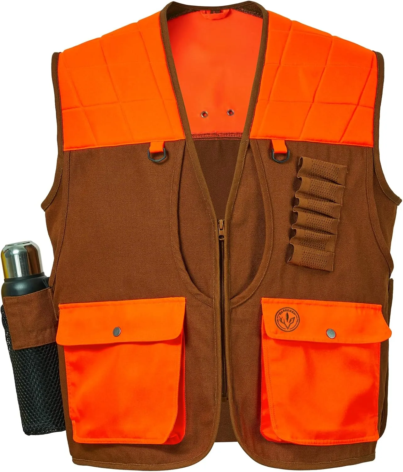 BASSDASH Upland Game Field Water-Resistant Bird Hunting Vest with Multi Pockets Brown/Orange Men Women FV11
