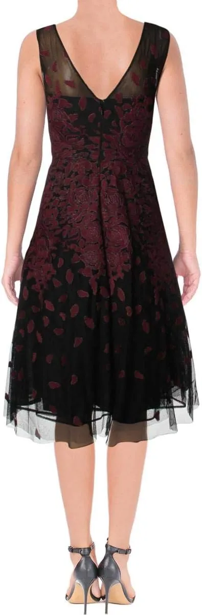 BCBGMax Azria Women's Floral Embroidered Evening Dress