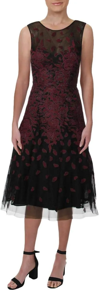 BCBGMax Azria Women's Floral Embroidered Evening Dress
