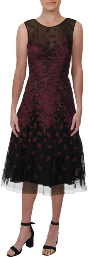 BCBGMax Azria Women's Floral Embroidered Evening Dress