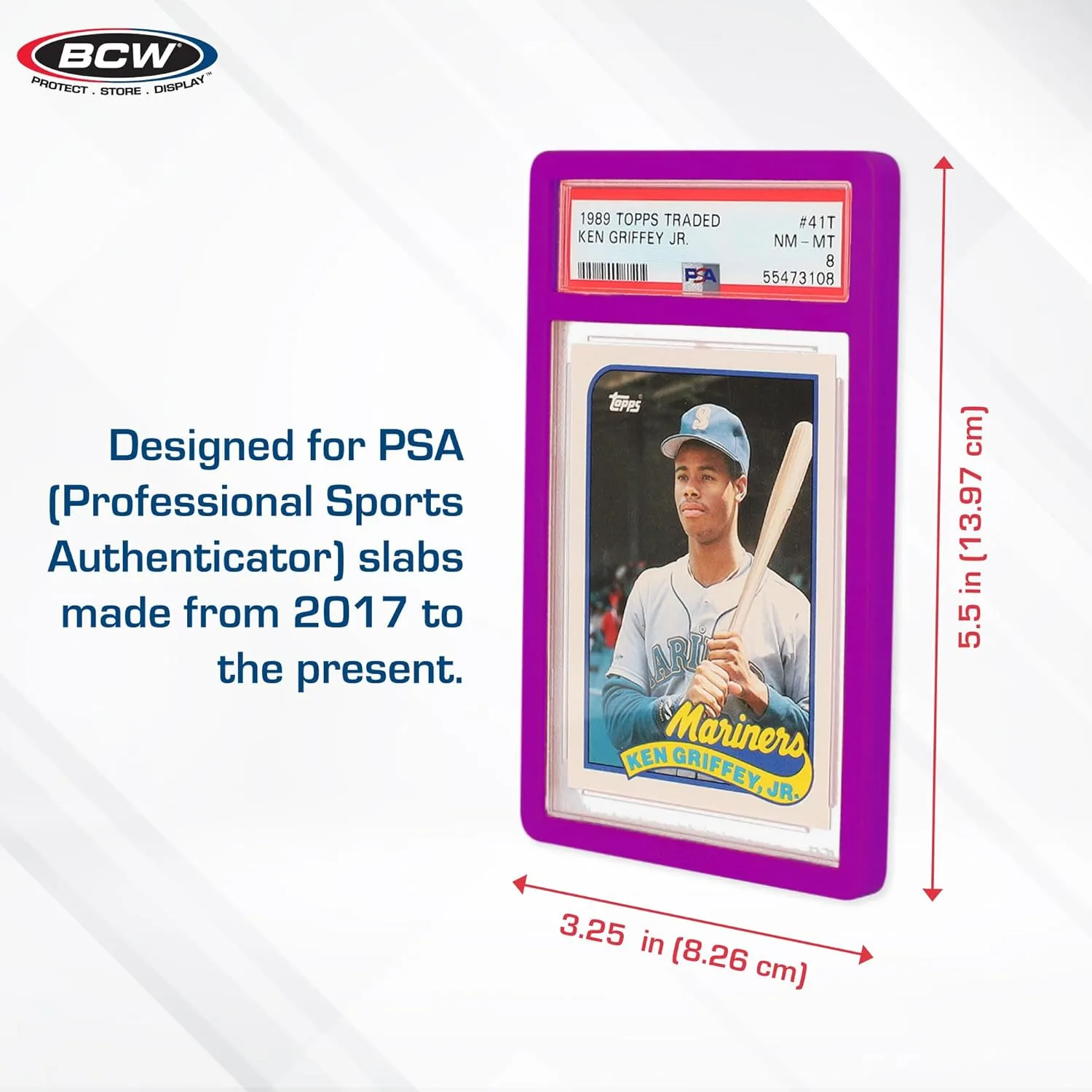 BCW Graded Card Slab Bumpers - Purple | TPE Edge Protectors for PSA Slabs (2017–Current) | Secure Fit & Easy Grip | Pack of 6 Bumpers for PSA-Graded Card Cases | Collector-Grade Protection