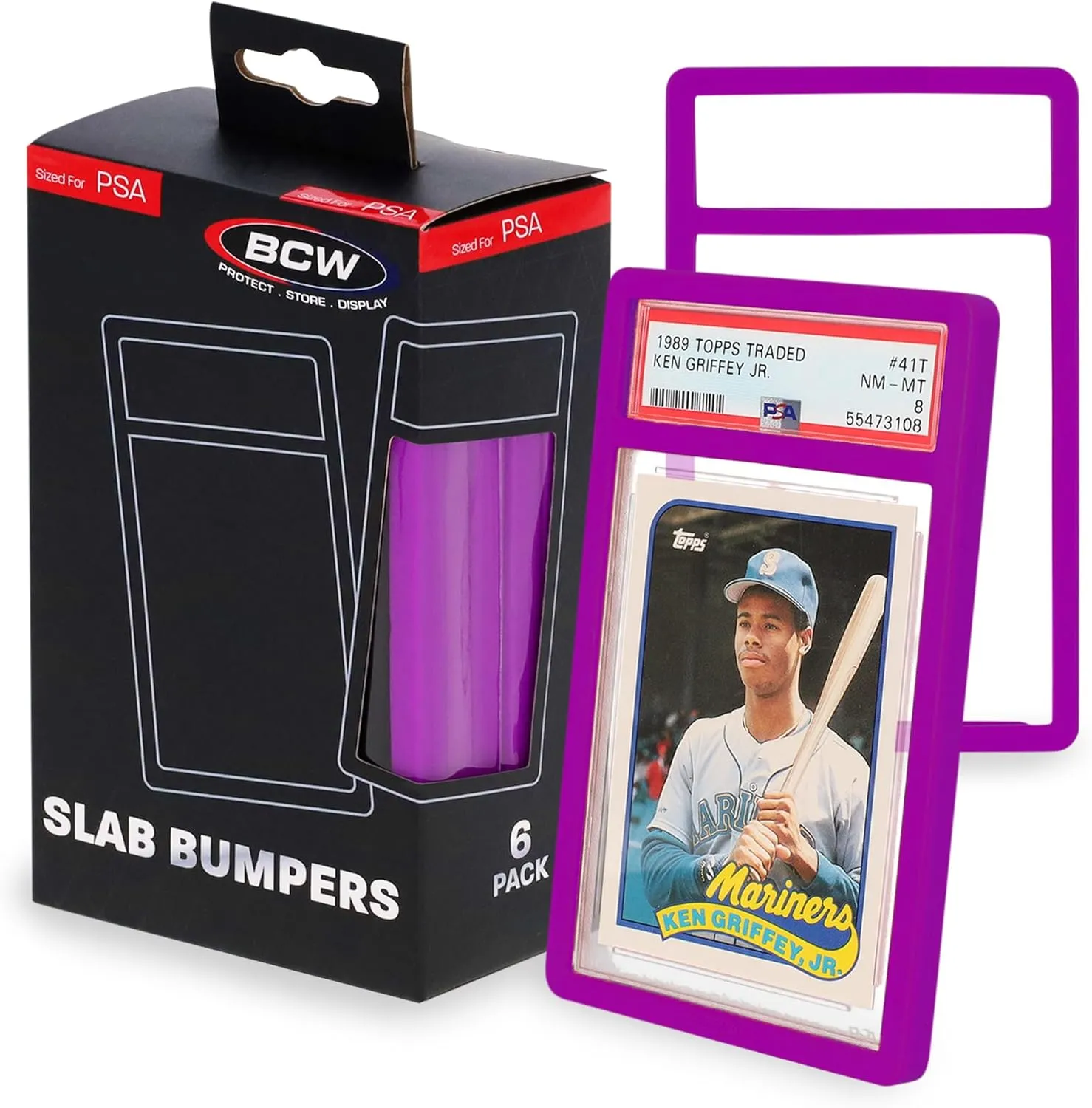 BCW Graded Card Slab Bumpers - Purple | TPE Edge Protectors for PSA Slabs (2017–Current) | Secure Fit & Easy Grip | Pack of 6 Bumpers for PSA-Graded Card Cases | Collector-Grade Protection