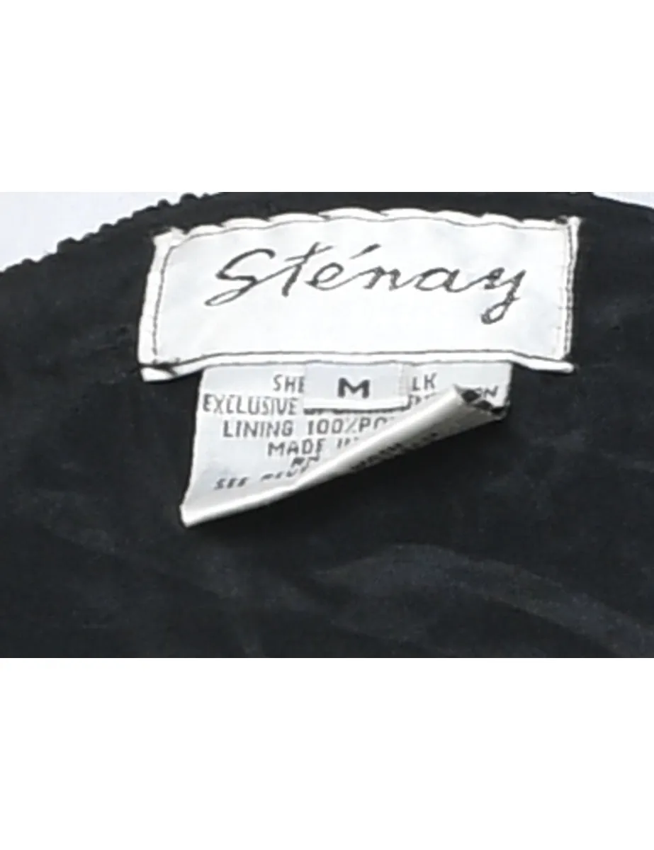 Beaded Black Silk Evening Jacket - M