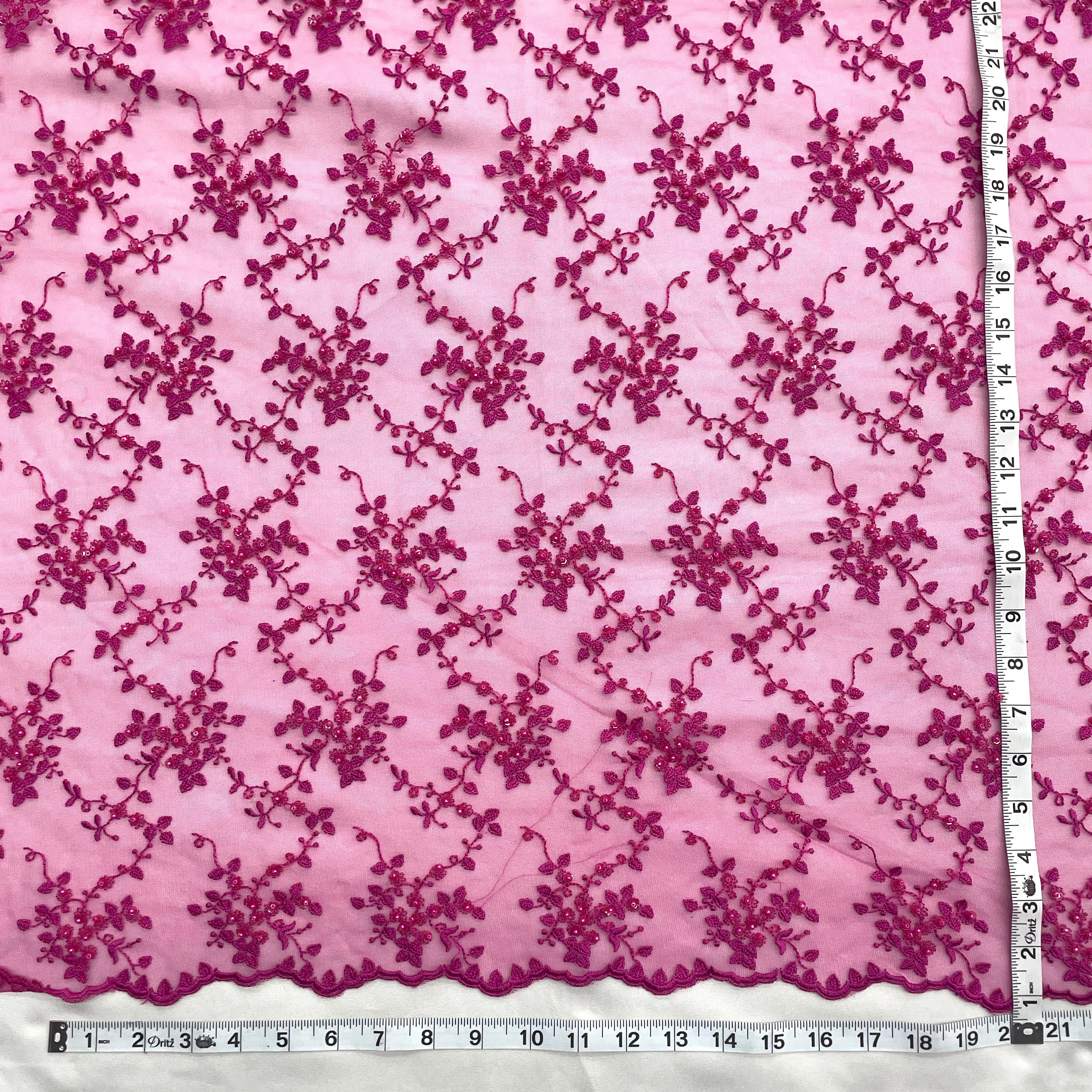 Beaded Lace Fabric Embroidered on 100% Polyester Net Mesh | Lace USA - 41608W-BP