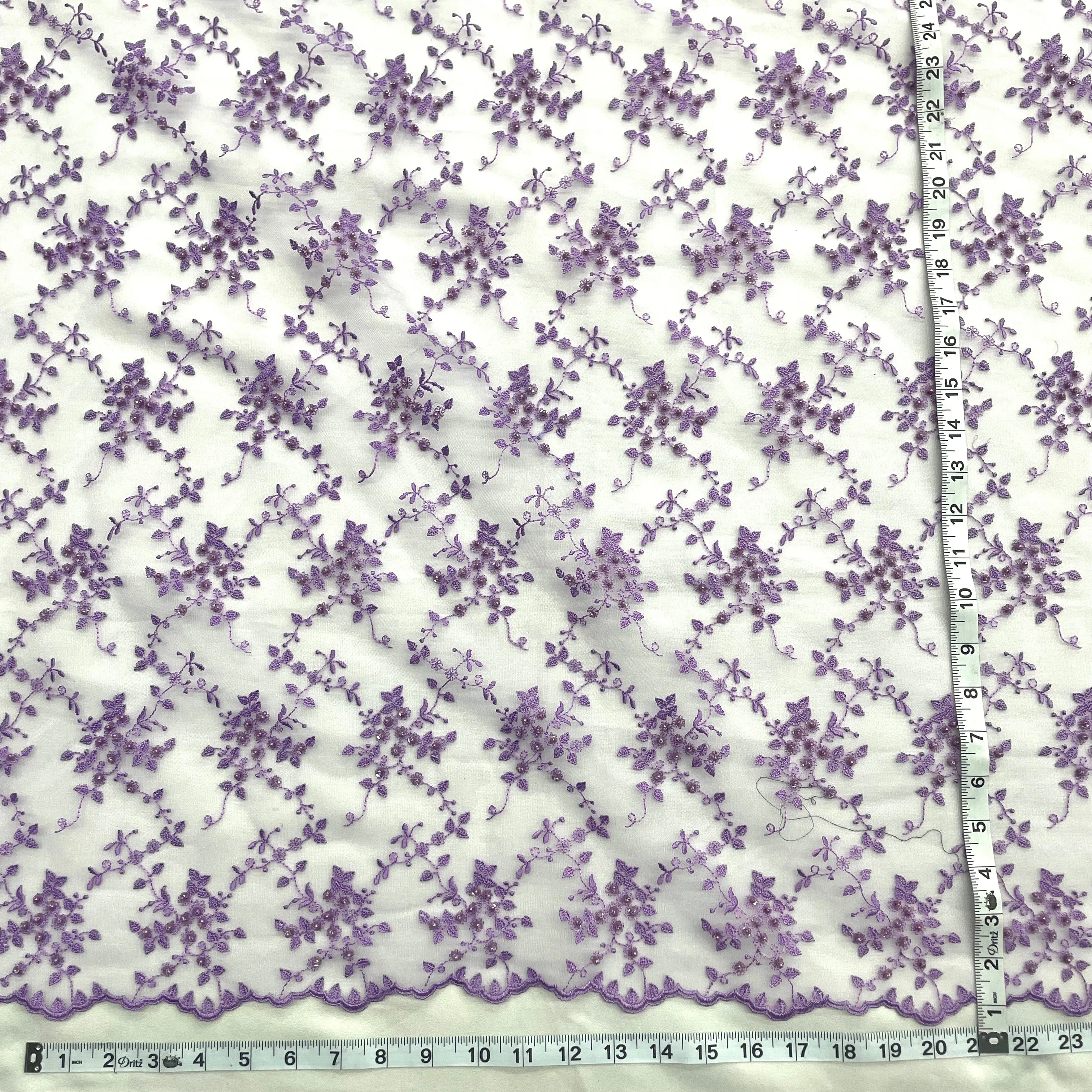Beaded Lace Fabric Embroidered on 100% Polyester Net Mesh | Lace USA - 41608W-BP