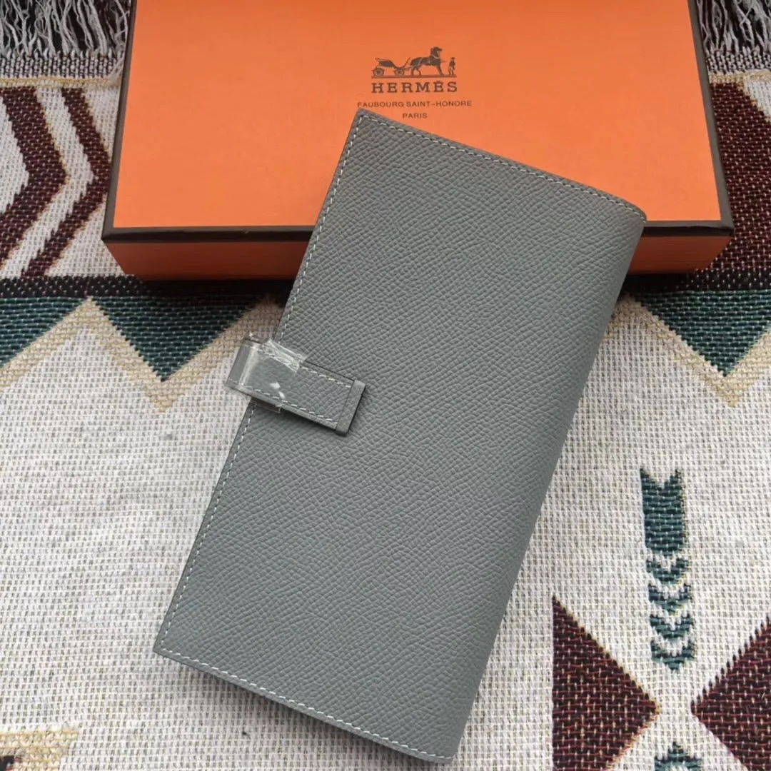 BEARN LONG 17 WALLET IN SHADOW GRAY EPSOM LEATHER