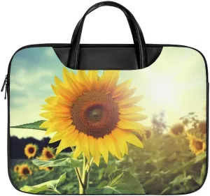 Beautiful Sunflower Laptop Bag for Women Handheld Leather Computer Bag Laptop Messenger Bag Briefcase
