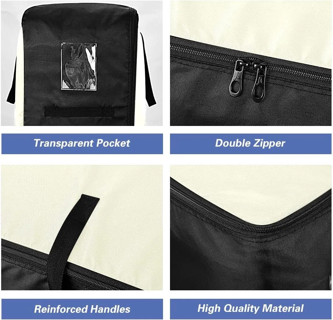 Beige Storage Bags Moving Supplies with Sturdy Handle and Durable Zipper, Collapsible Storage Totes for Storing, Camping, Packing and Moving Supplies