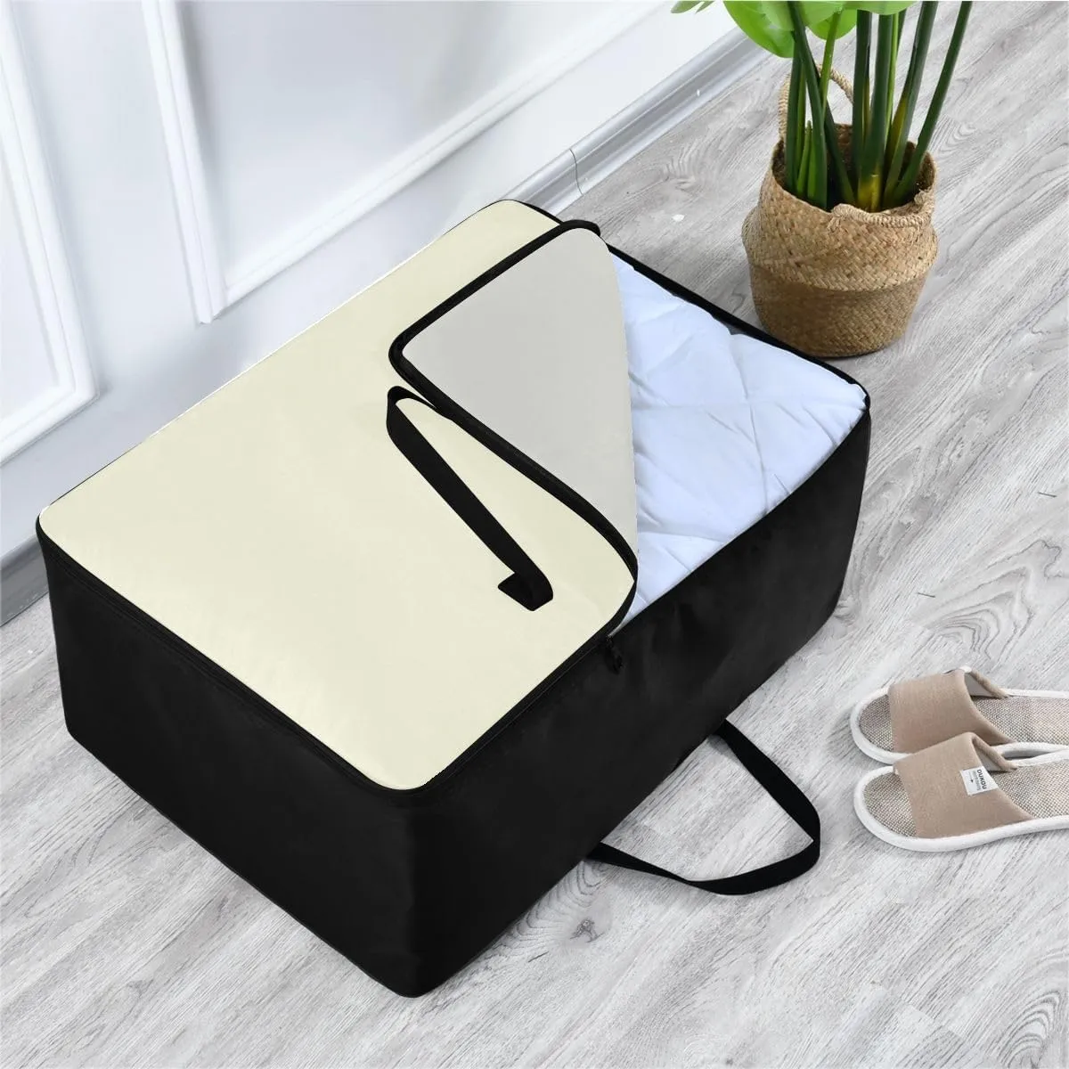 Beige Storage Bags Moving Supplies with Sturdy Handle and Durable Zipper, Collapsible Storage Totes for Storing, Camping, Packing and Moving Supplies