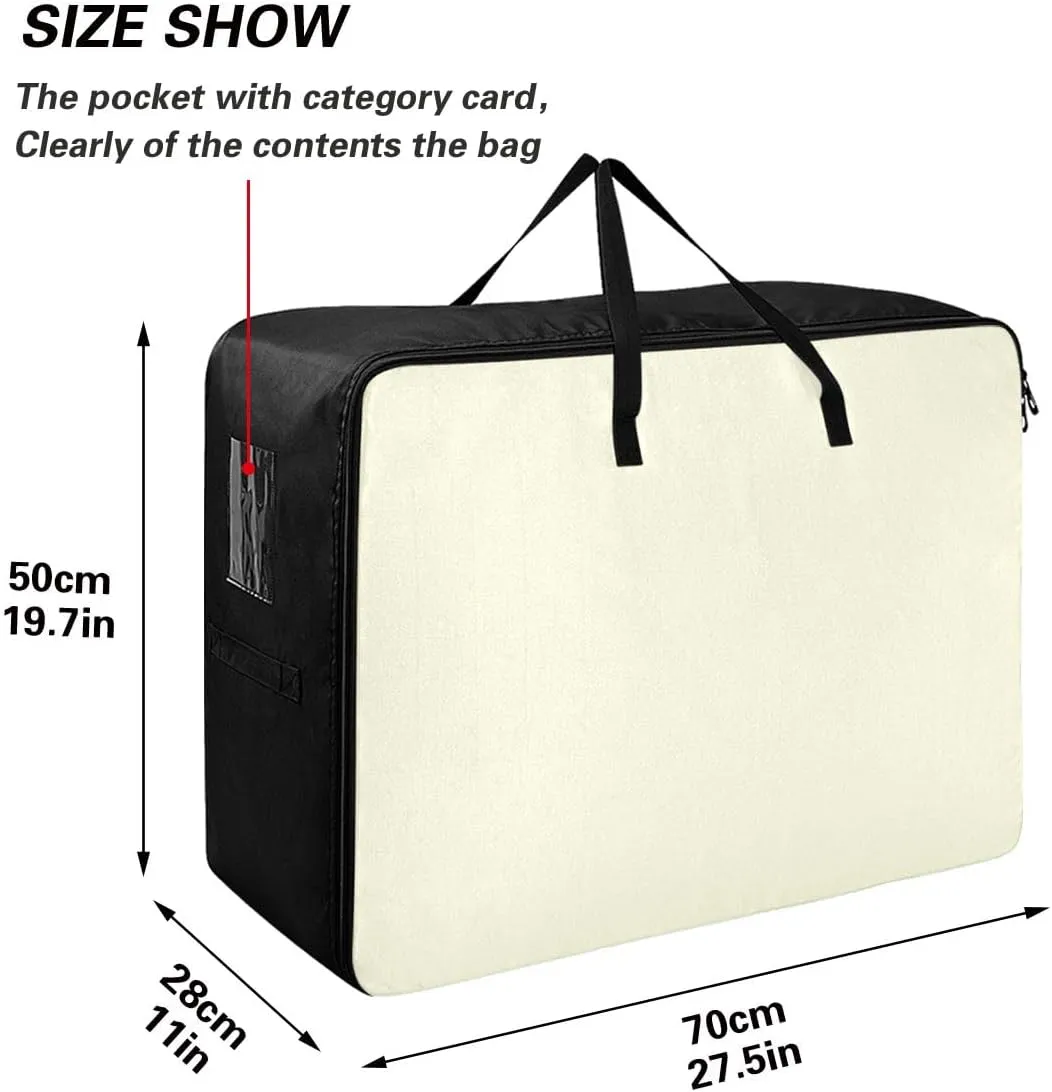 Beige Storage Bags Moving Supplies with Sturdy Handle and Durable Zipper, Collapsible Storage Totes for Storing, Camping, Packing and Moving Supplies