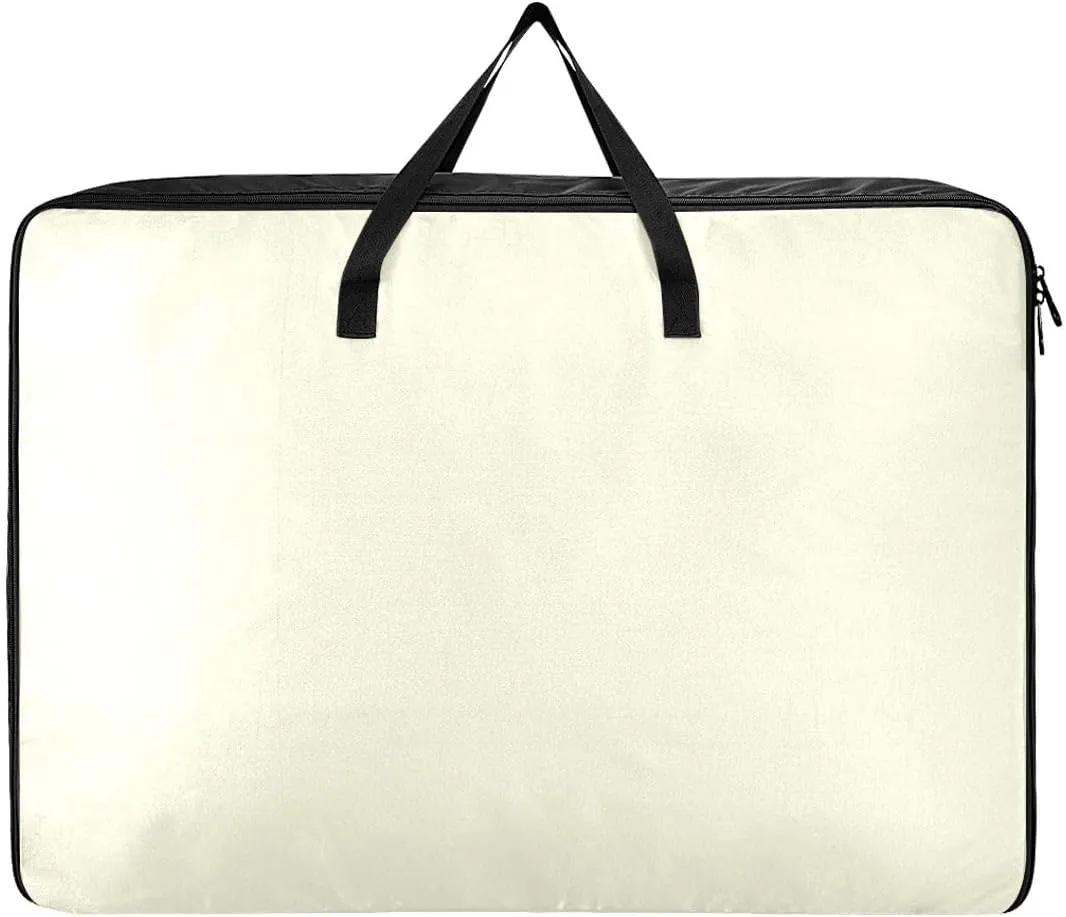 Beige Storage Bags Moving Supplies with Sturdy Handle and Durable Zipper, Collapsible Storage Totes for Storing, Camping, Packing and Moving Supplies