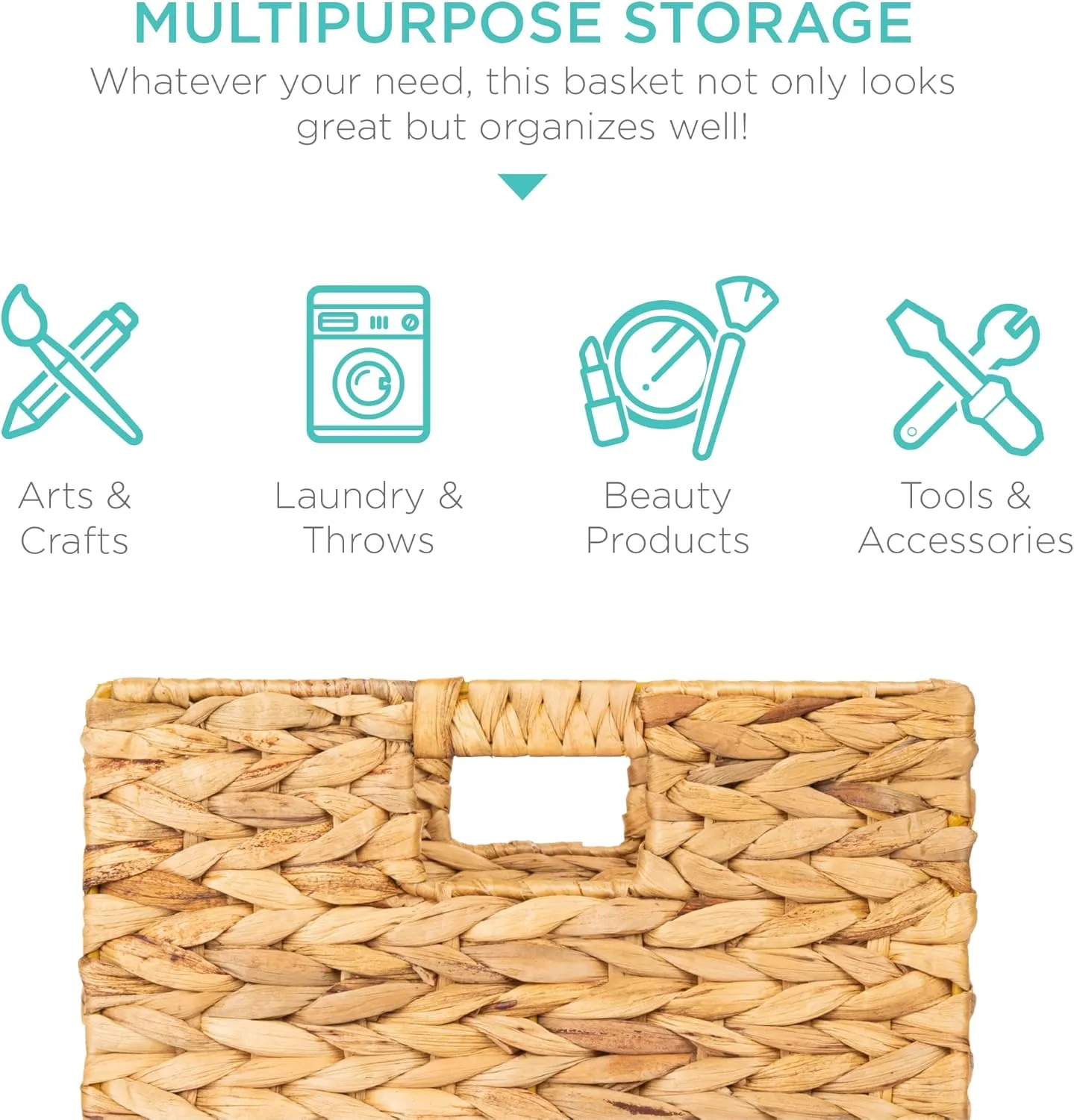 Best Choice Products 10.5x10.5in Hyacinth Baskets, Rustic Set Of 5 Multipurpose Collapsible Storage Organizer, Handwoven Laundry Totes for Bedroom, Living Room, Shelves - Natural