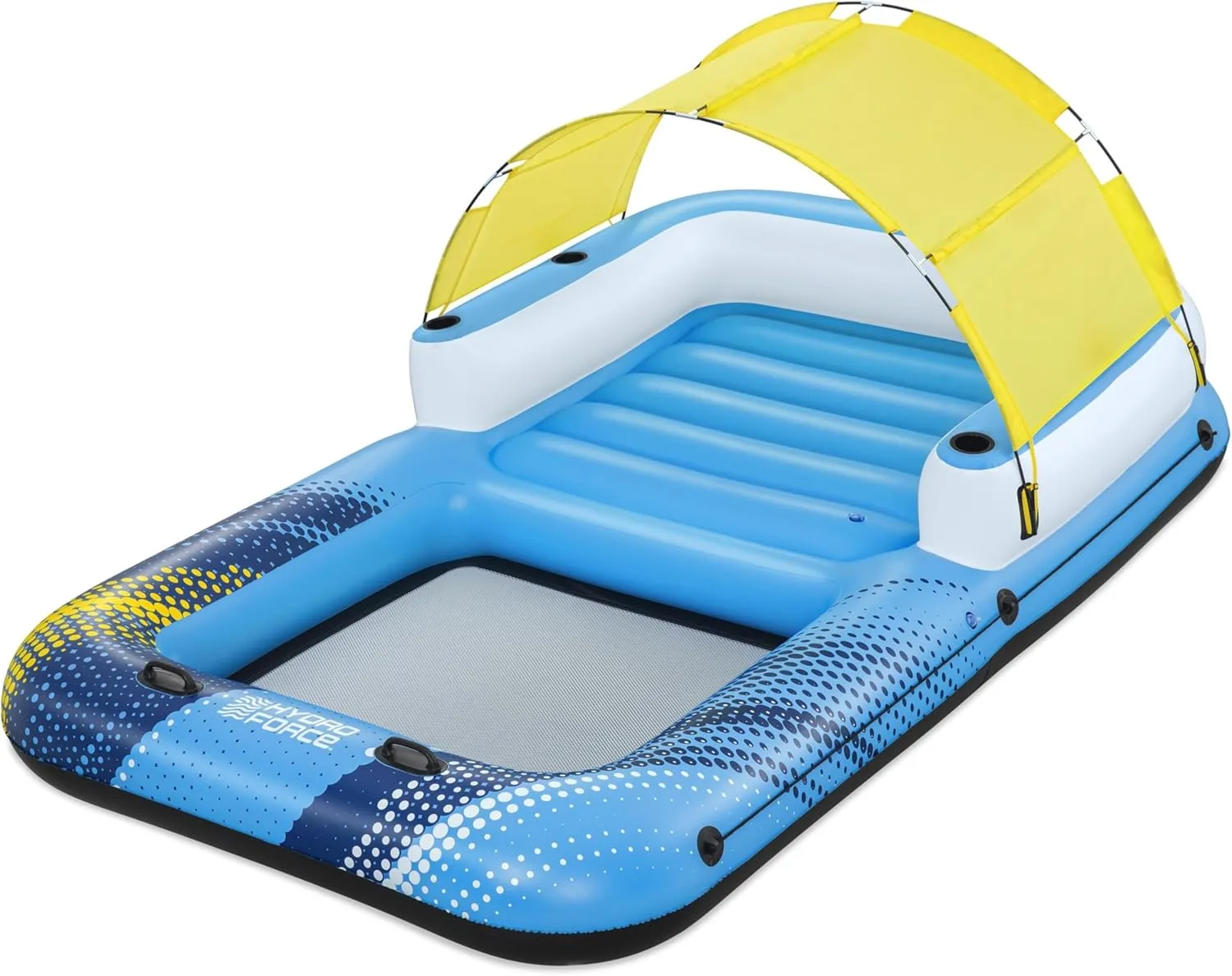Bestway Hydro Force Summer Oasis 4-Person Inflatable Island (10' x 6'1" x 23") | Pool Float Raft Features Mesh Areas, Removable Sunshade, Backrest and Cup Holders