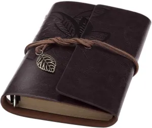 BEYONG Leather Journal Notebook for Women Men, Blank Journaling Notebooks for Writing Drawing, Refillable Diary Sketchbook Scrapbook Photo Album Gifts for Teen Girl Boy (Black, 6.5"x9.2")