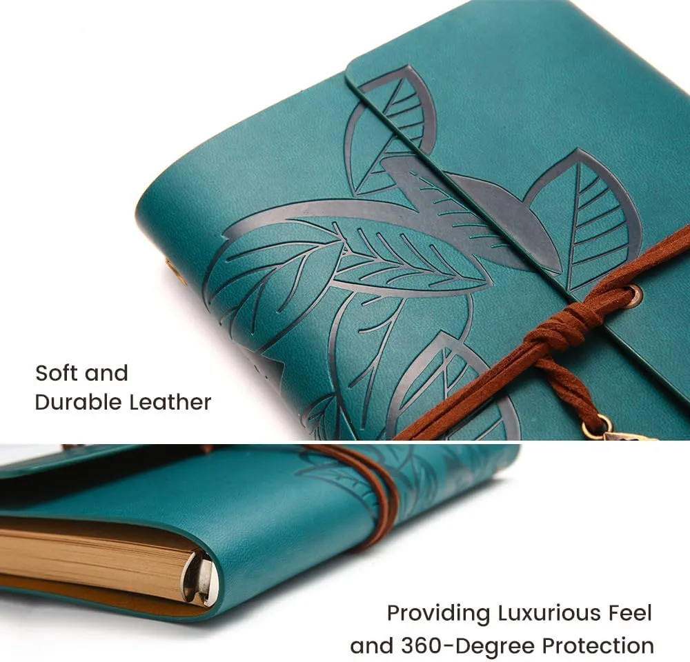 BEYONG Leather Journal Notebook for Women Men, Blank Journaling Notebooks for Writing Drawing, Refillable Diary Sketchbook Scrapbook Photo Album Gifts for Teen Girl Boy (Black, 6.5"x9.2")