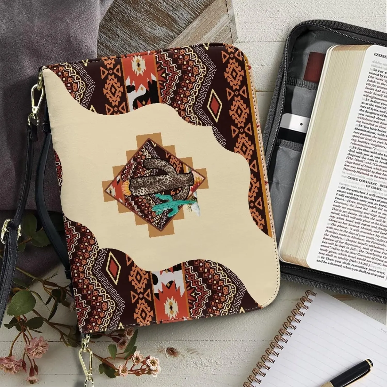 Bible Bag Large Bible Cover Case for Women Girls, PU Leather Bible Carrying Case with Shoulder Strap