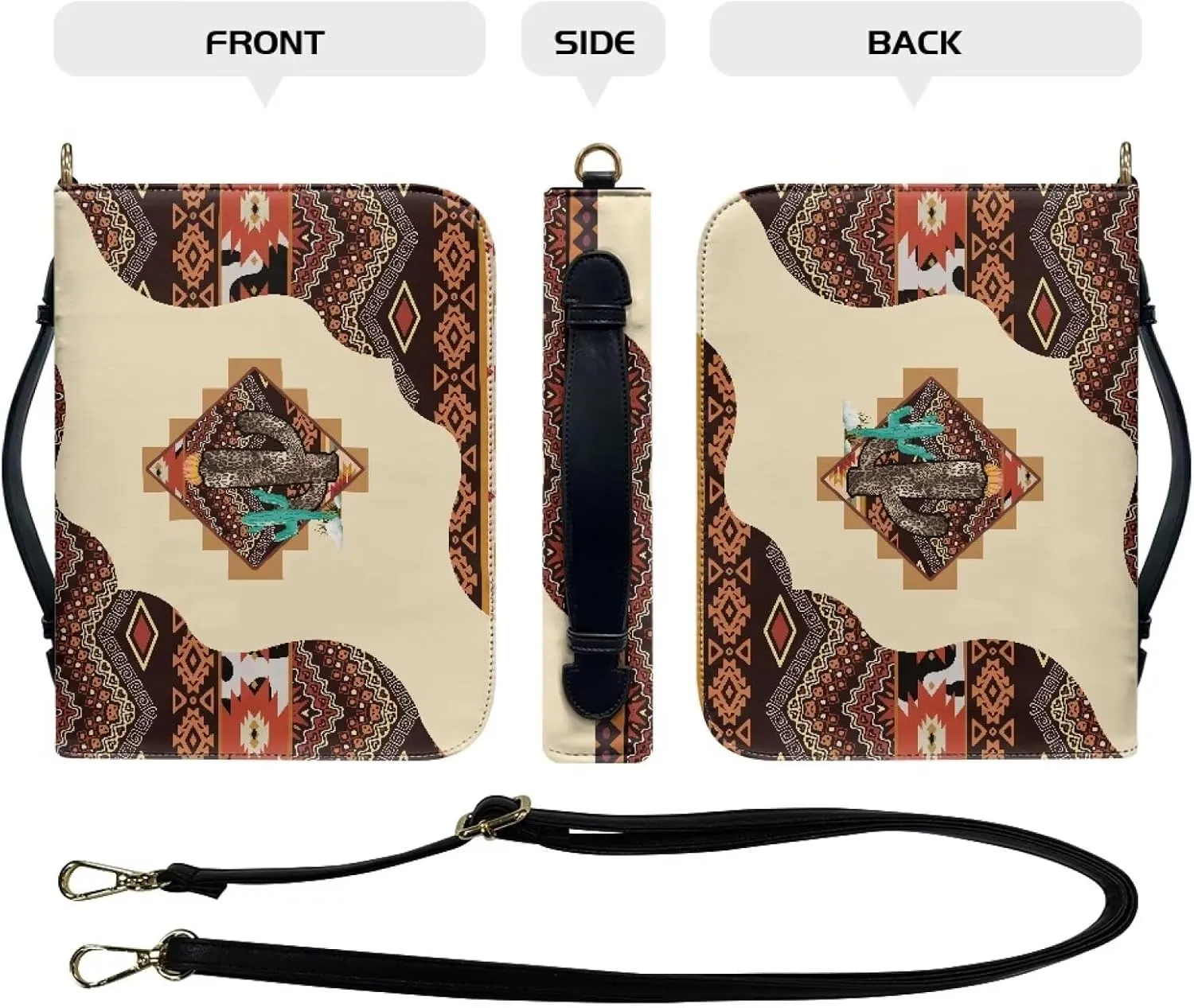 Bible Bag Large Bible Cover Case for Women Girls, PU Leather Bible Carrying Case with Shoulder Strap