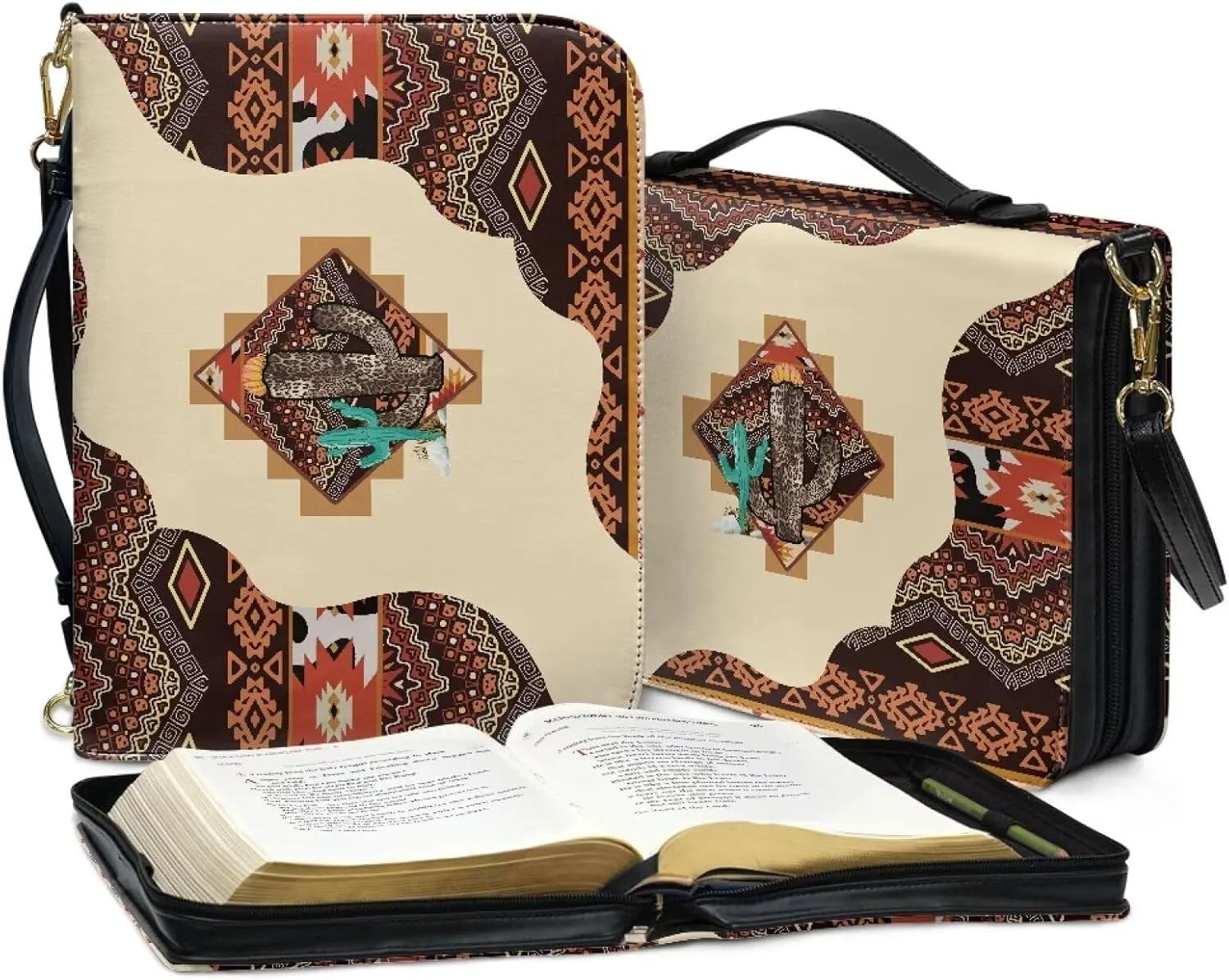 Bible Bag Large Bible Cover Case for Women Girls, PU Leather Bible Carrying Case with Shoulder Strap