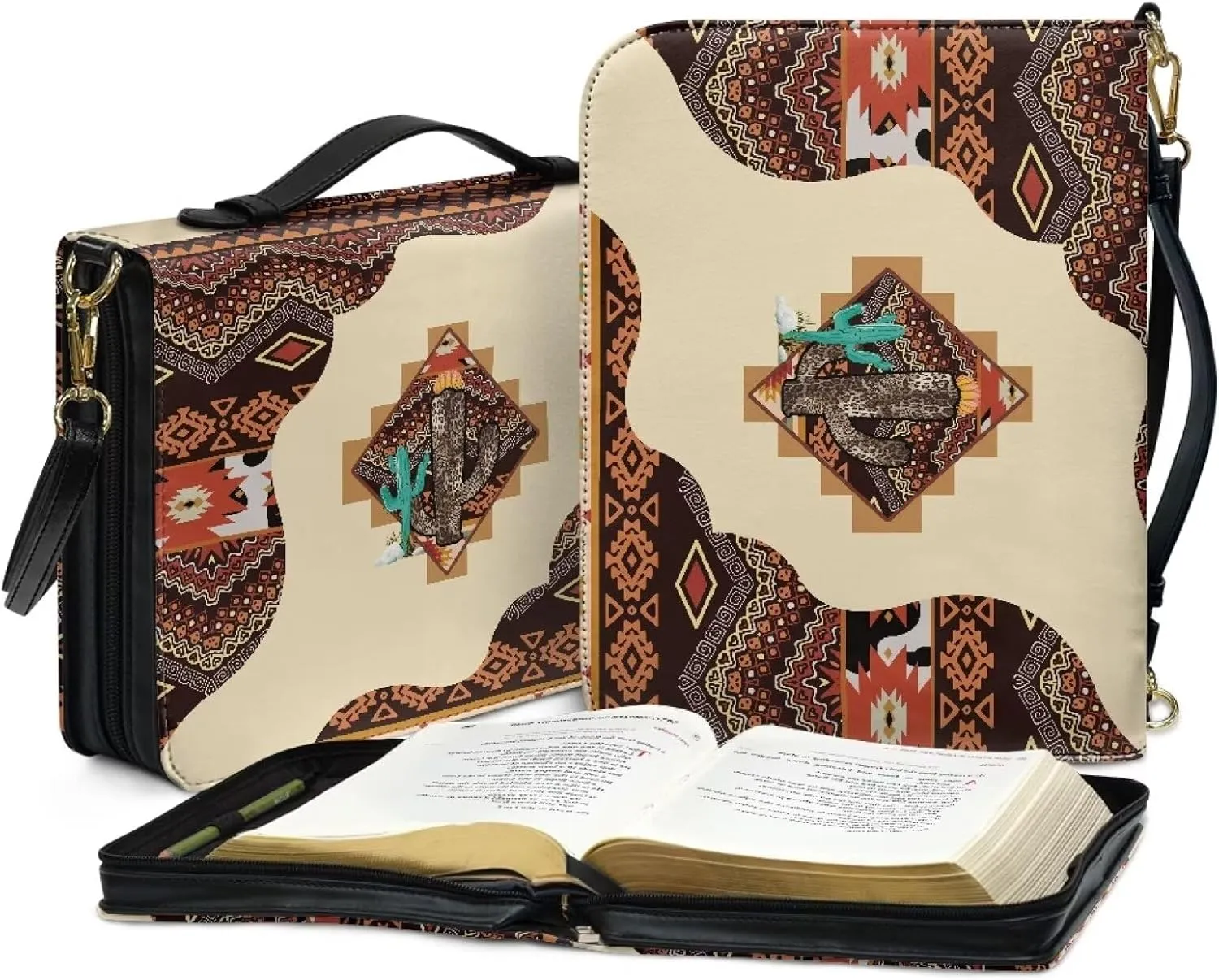 Bible Bag Large Bible Cover Case for Women Girls, PU Leather Bible Carrying Case with Shoulder Strap