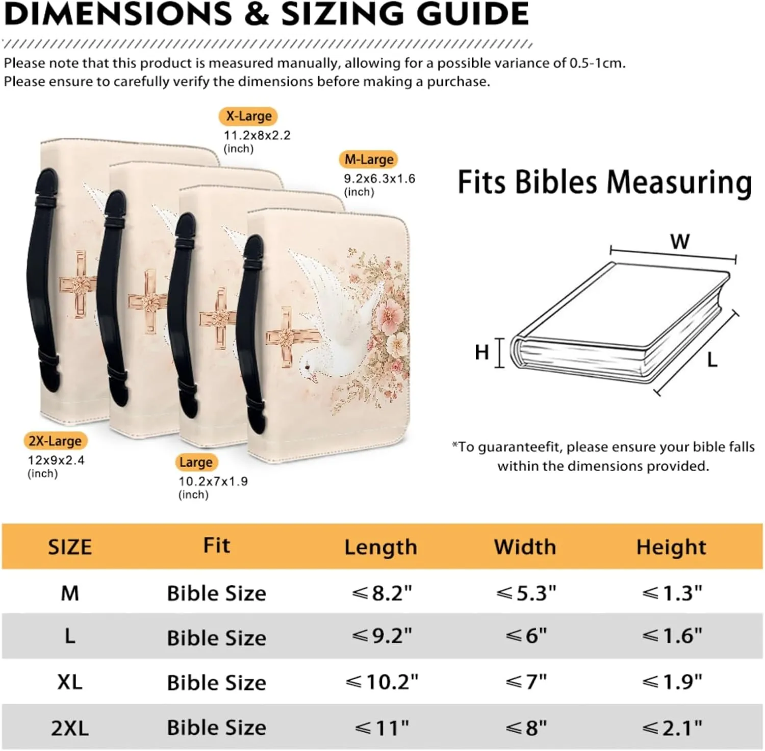 Bible Case - Large Cover for Men and Women, PU Leather Carrying Case With Cross Print