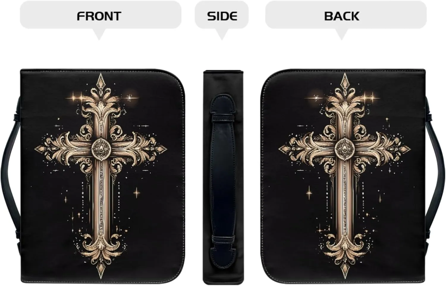 Bible Case - Large Cover for Men and Women, PU Leather Carrying Case With Cross Print