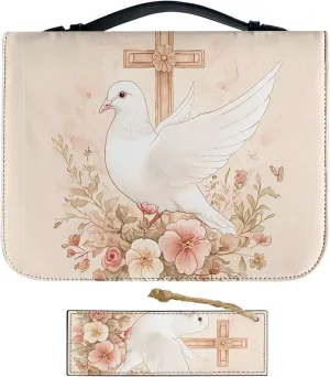 Bible Case - Large Cover for Men and Women, PU Leather Carrying Case With Cross Print