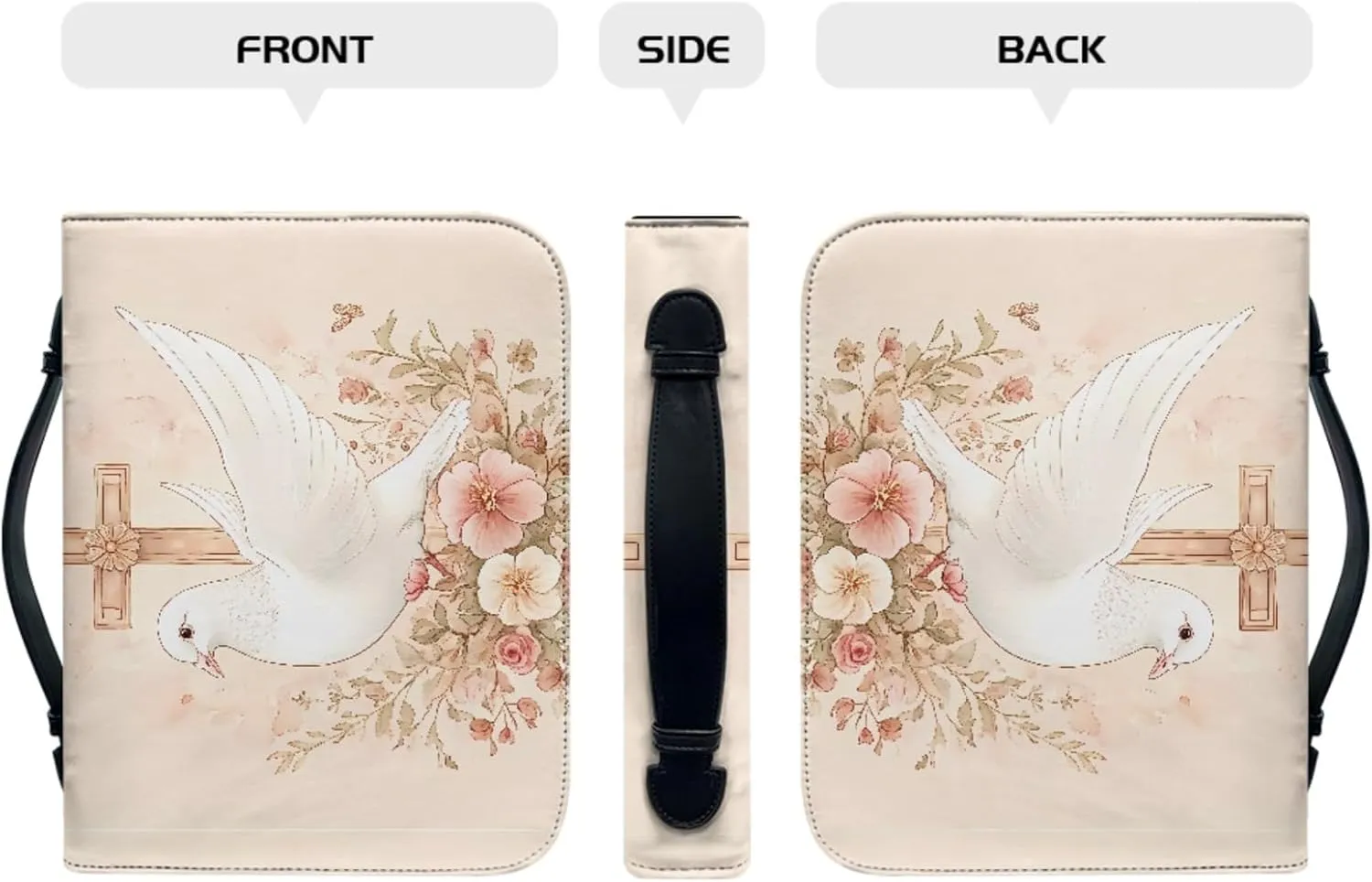 Bible Case - Large Cover for Men and Women, PU Leather Carrying Case With Cross Print
