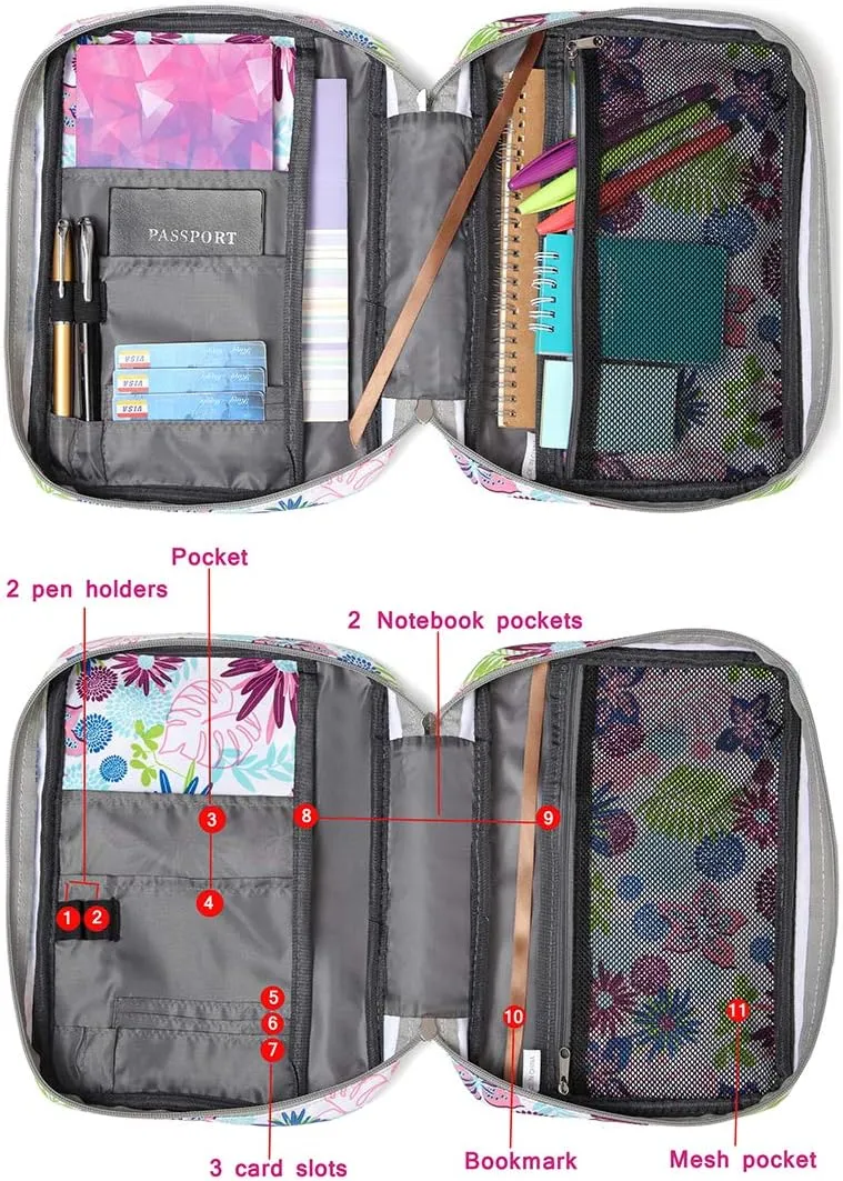 Bible Cover Case Carrier Carrying Bag with Handles for Women Floral Pattern Flower Print