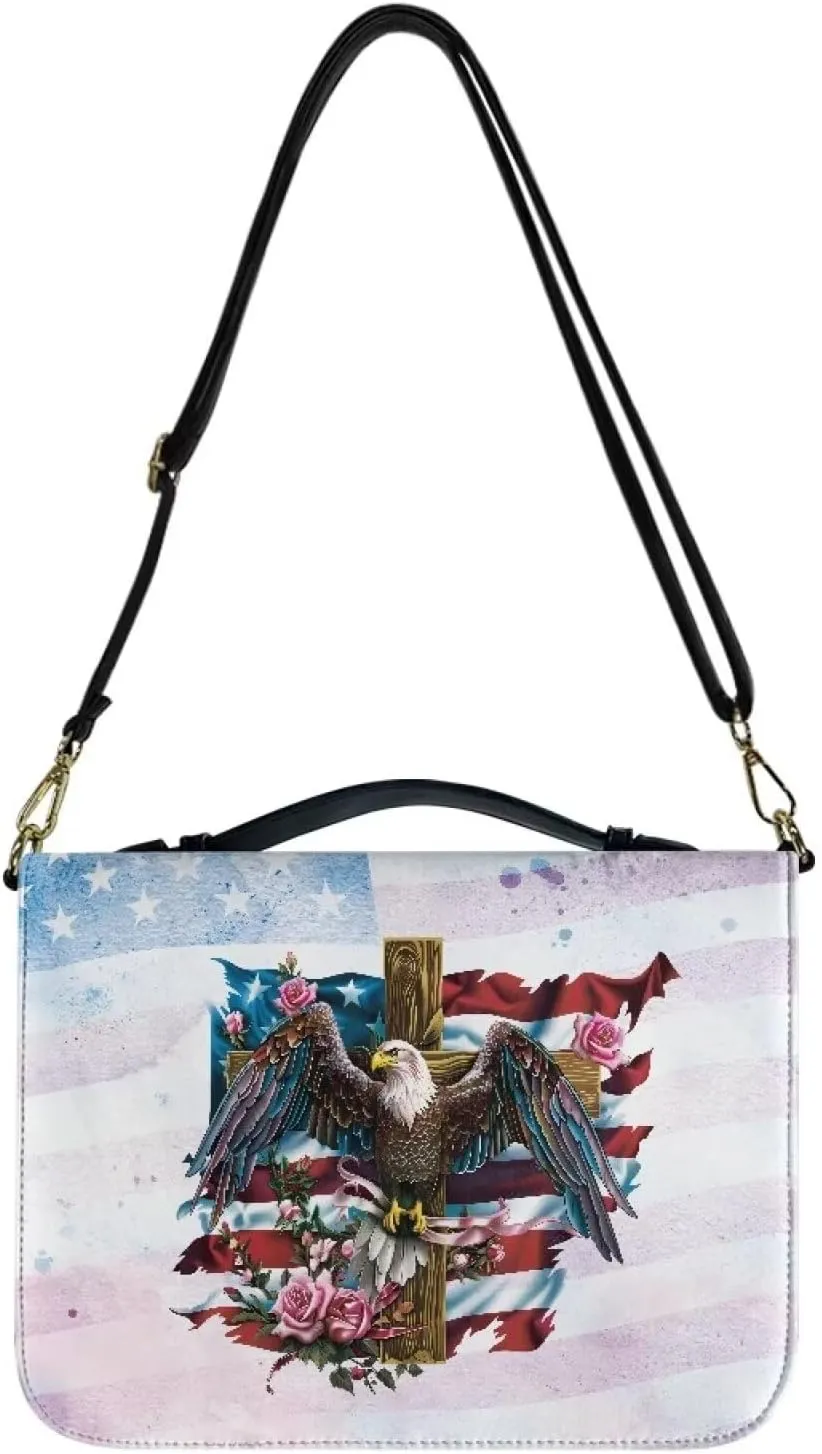 Bible Cover Case Large Bible Tote Bag for Women Girls, PU Leather Bible Carrying Case with Shoulder Strap