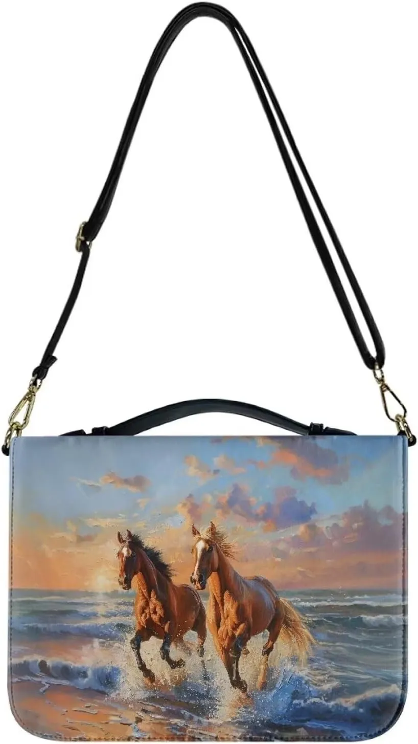 Bible Cover Case PU Leather Bible Bag for Women Girls, Large Bible Tote Bag with Shoulder Strap