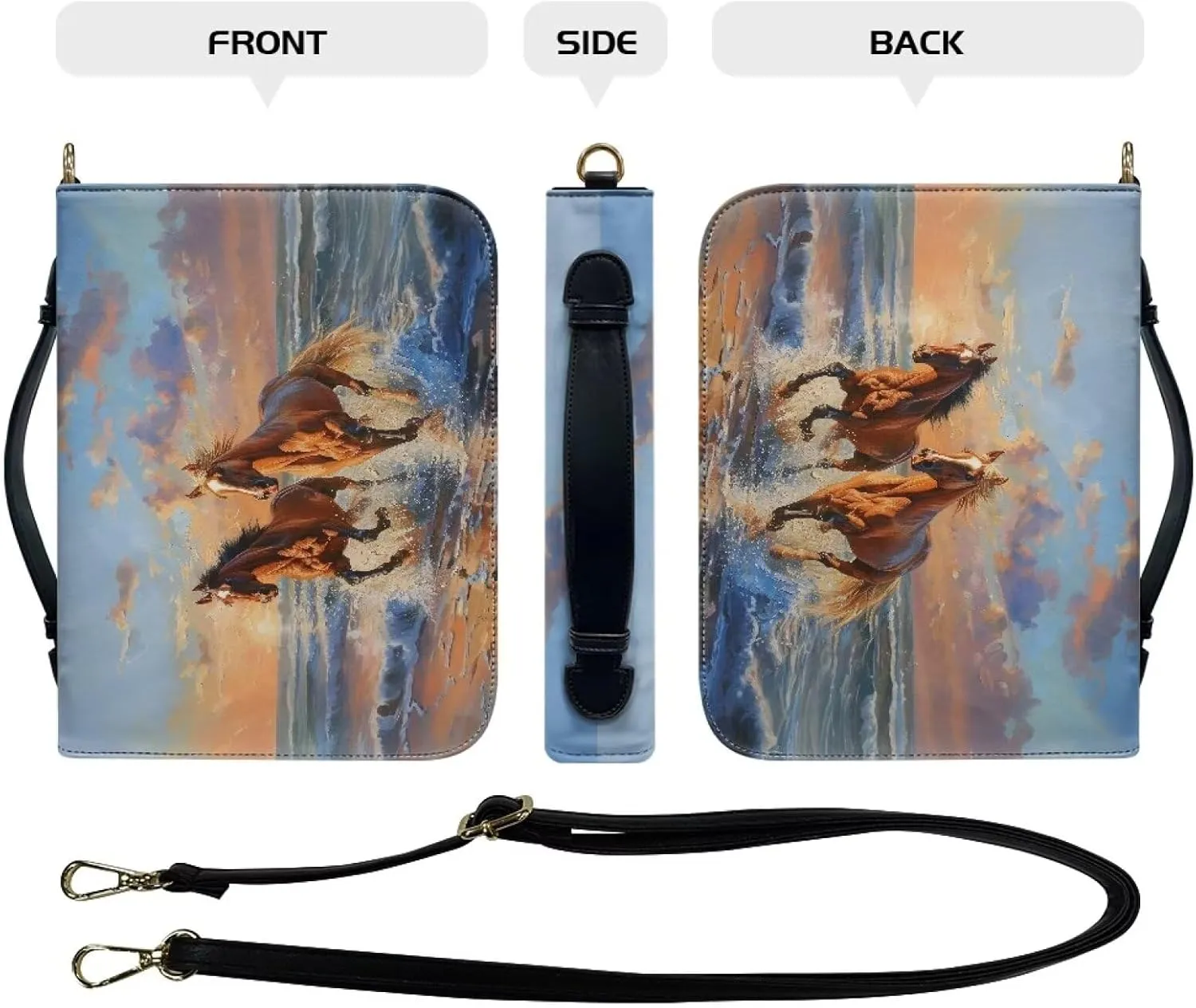 Bible Cover Case PU Leather Bible Bag for Women Girls, Large Bible Tote Bag with Shoulder Strap
