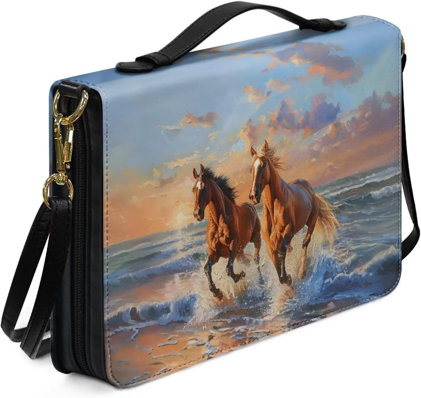 Bible Cover Case PU Leather Bible Bag for Women Girls, Large Bible Tote Bag with Shoulder Strap